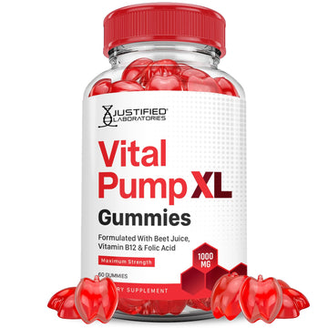 Justified Laboratories Vital Pump XL Performance Gummies 1000MG Advanced Formula Vital PumpXL Formulated with Beet Juice ACV Pomegranate Beet Powder B12 Vegan Non GMO 60 Gummys Justified Laboratories buy supplements canada