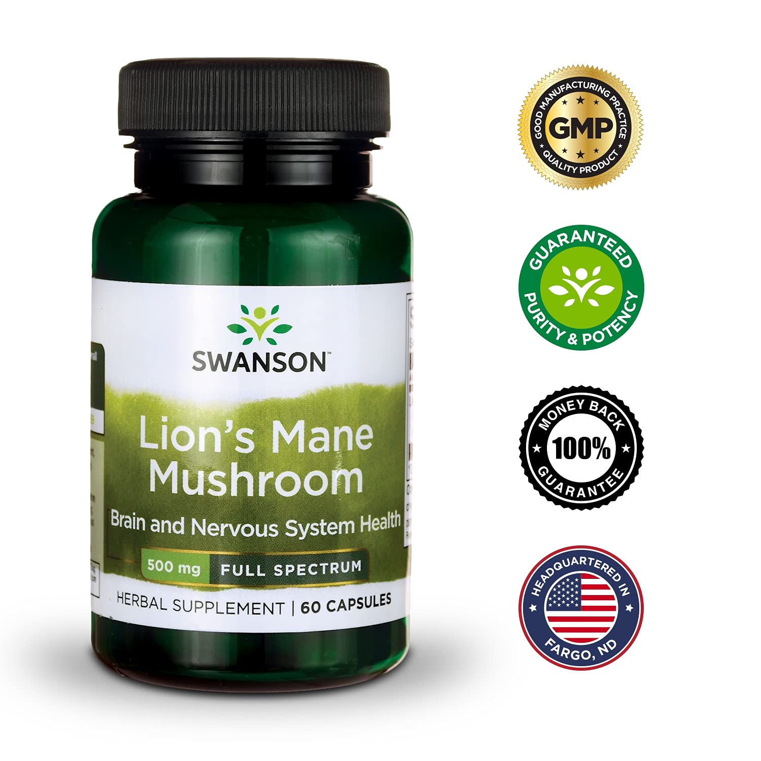 Swanson Lion's Mane Mushroom Capsules - 500 mg Each, 60 Capsules - Swanson buy supplements canada