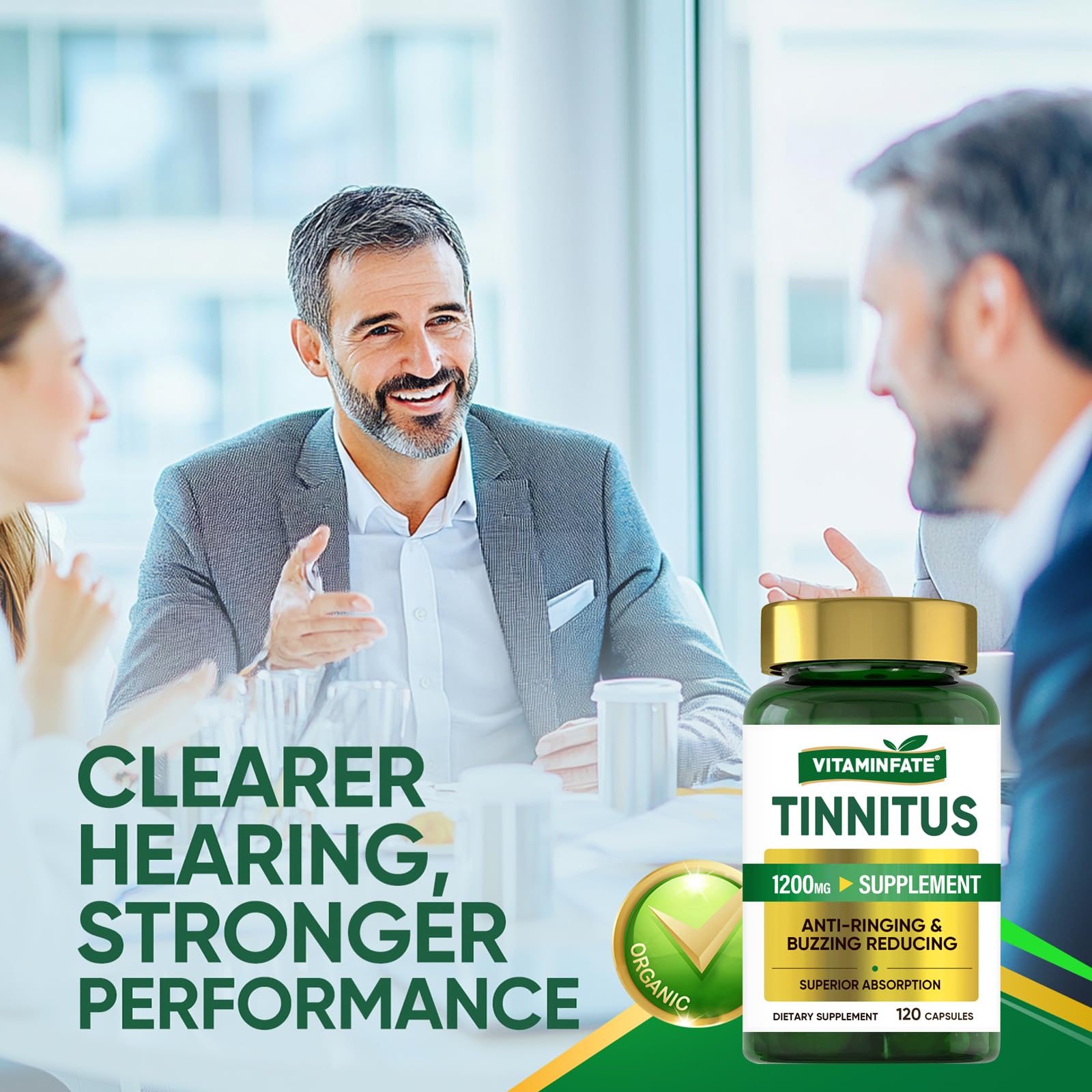 Tinnitus Relief for Ringing Ears 1200mg - 120 Capsules Advanced Ear Health Support Supplement | Supports Ear Health and Reduces Tinnitus Symptoms - Non-GMO & Vegan VITAMINFATE buy supplements canada