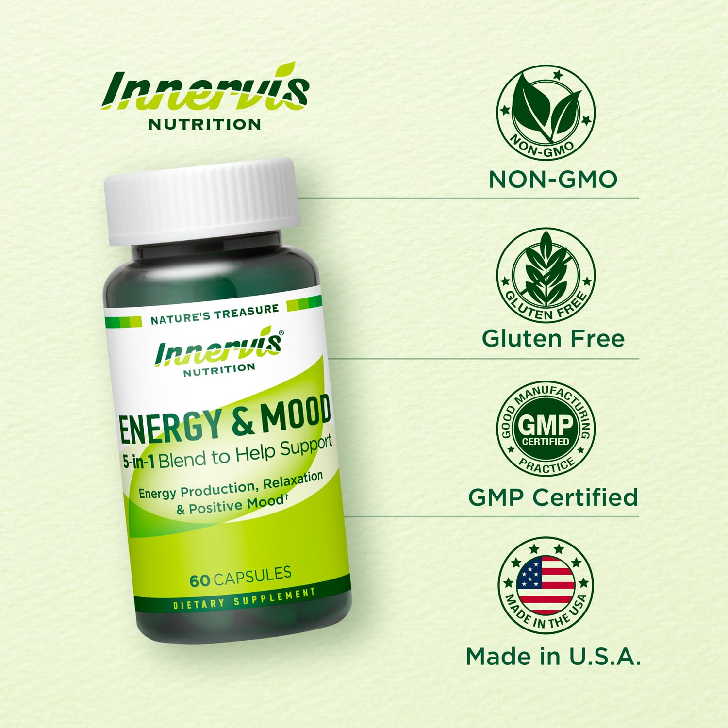 Caffeine Free Natural Energy Boost with Ashwagandha, Maca & Magnesium - Support Stress Relief, Focus & Mood - 60 Capsules by Innervis Nutrition INNERVISNUTRITION buy supplements canada