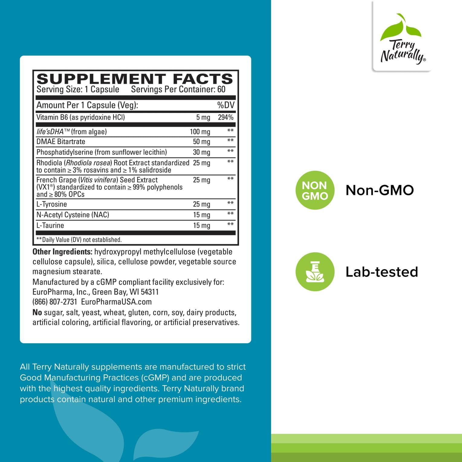 Terry Naturally Calm Kids - Calm Child Supplement - Brain Health for Focus, Memory & Concentration - Attention Supplement for Kids - Support Learning & Concentration - 60 Capsules Terry Naturally buy supplements canada