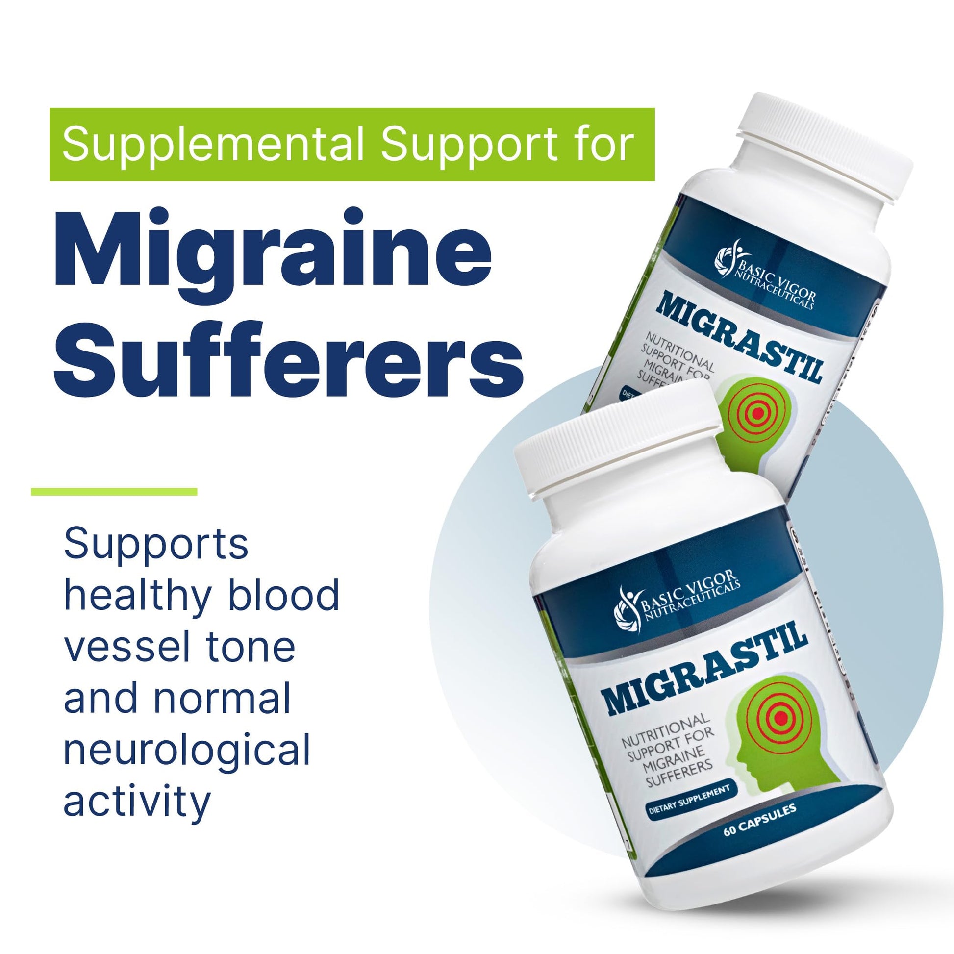Basic Vigor Migrastil Migraine Support Capsules. Feverfew, Magnesium, Taurine & Vitamin B1 for Migraines Natural Supplement. Made in The USA. Vegan and Gluten Free. Basic Vigor buy supplements canada