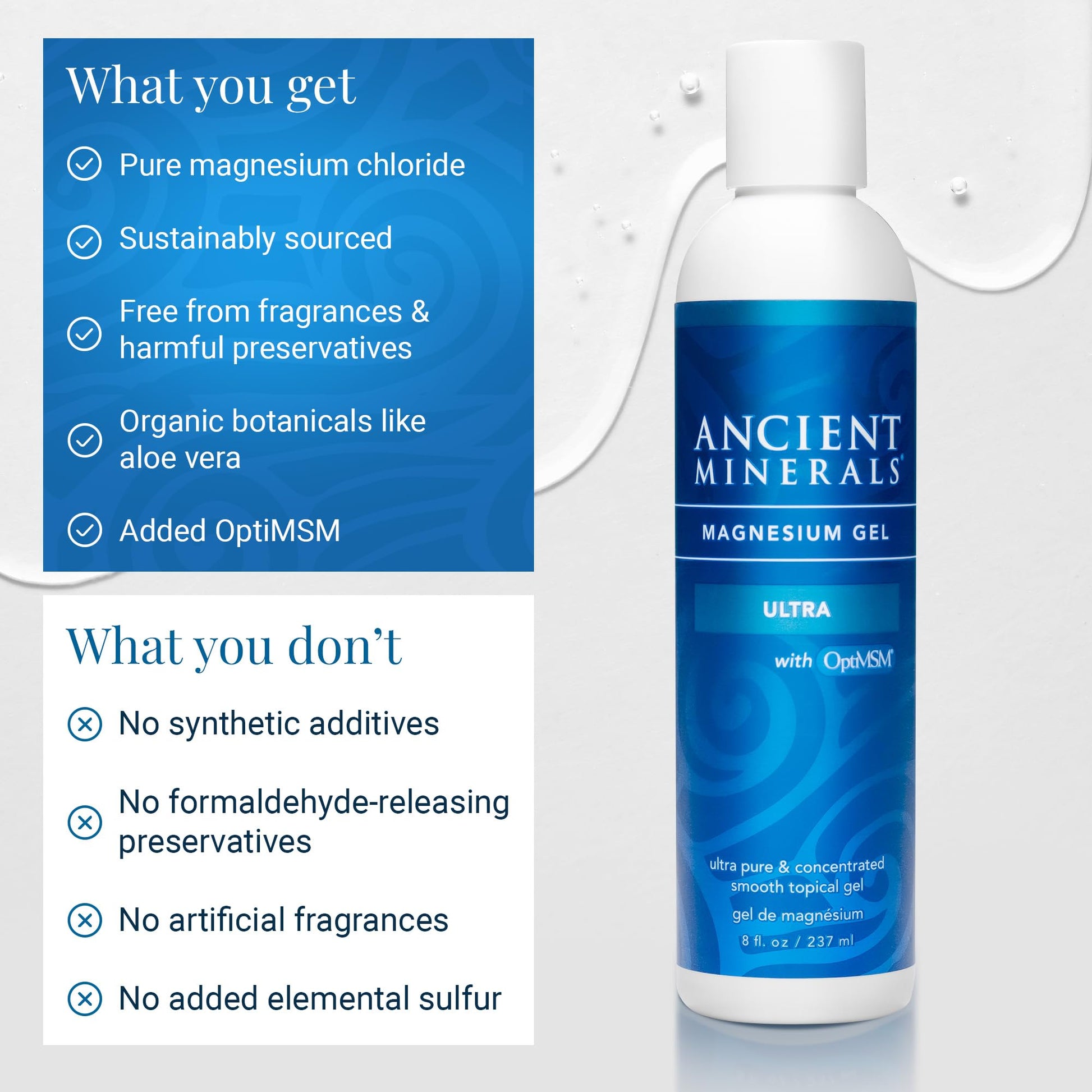 Ancient Minerals Magnesium Gel Ultra with OptiMSM and Aloe Vera - Topical Magnesium Gel Formula with MSM Best Used for Massage and Topical Application (8oz) Aus Healthcare buy supplements canada
