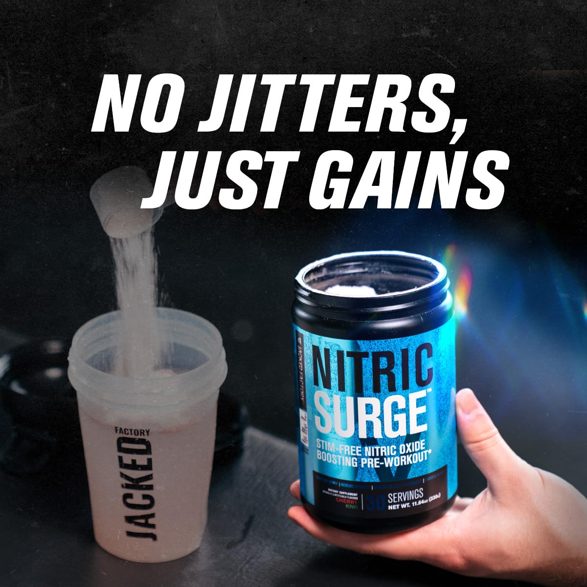 Nitric Surge Stim Free Pre Workout Powder - Caffeine Free Nitric Oxide Supplement Jacked Factory buy supplements canada