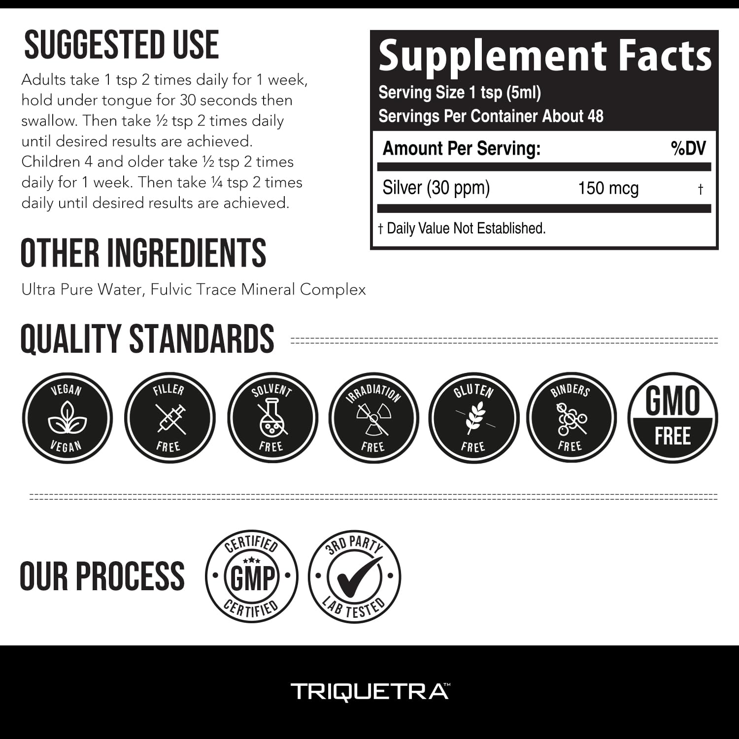 Bioactive Colloidal Silver - 8 oz, Glass Bottle, Vegan, Safe Doses with Highest Effectiveness - Nano Ions, 30 PPM - Immune Support (48 Servings) Triquetra Health buy supplements canada