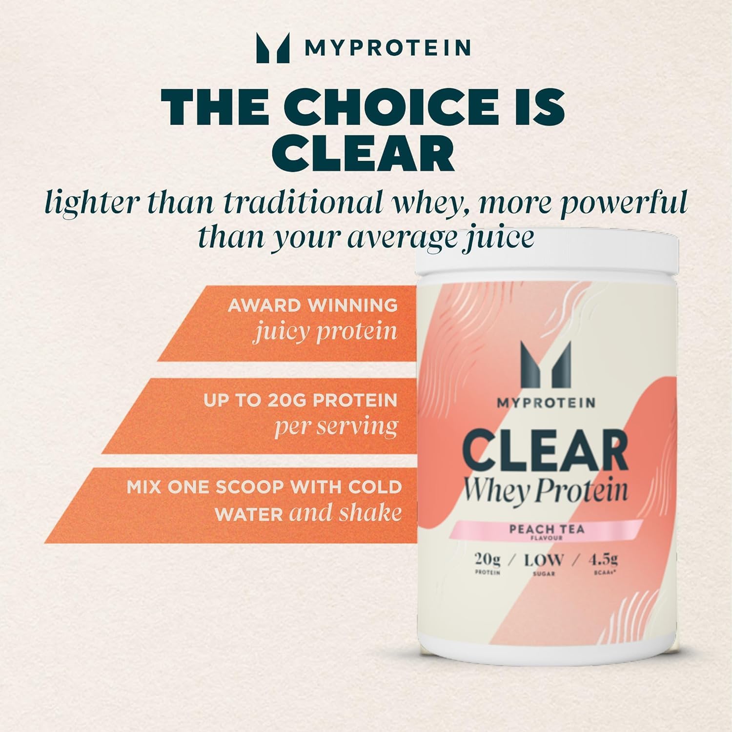 Myprotein Clear Whey Isolate Protein Powder - Peach Tea - 488g - 20 Servings Myprotein buy supplements canada