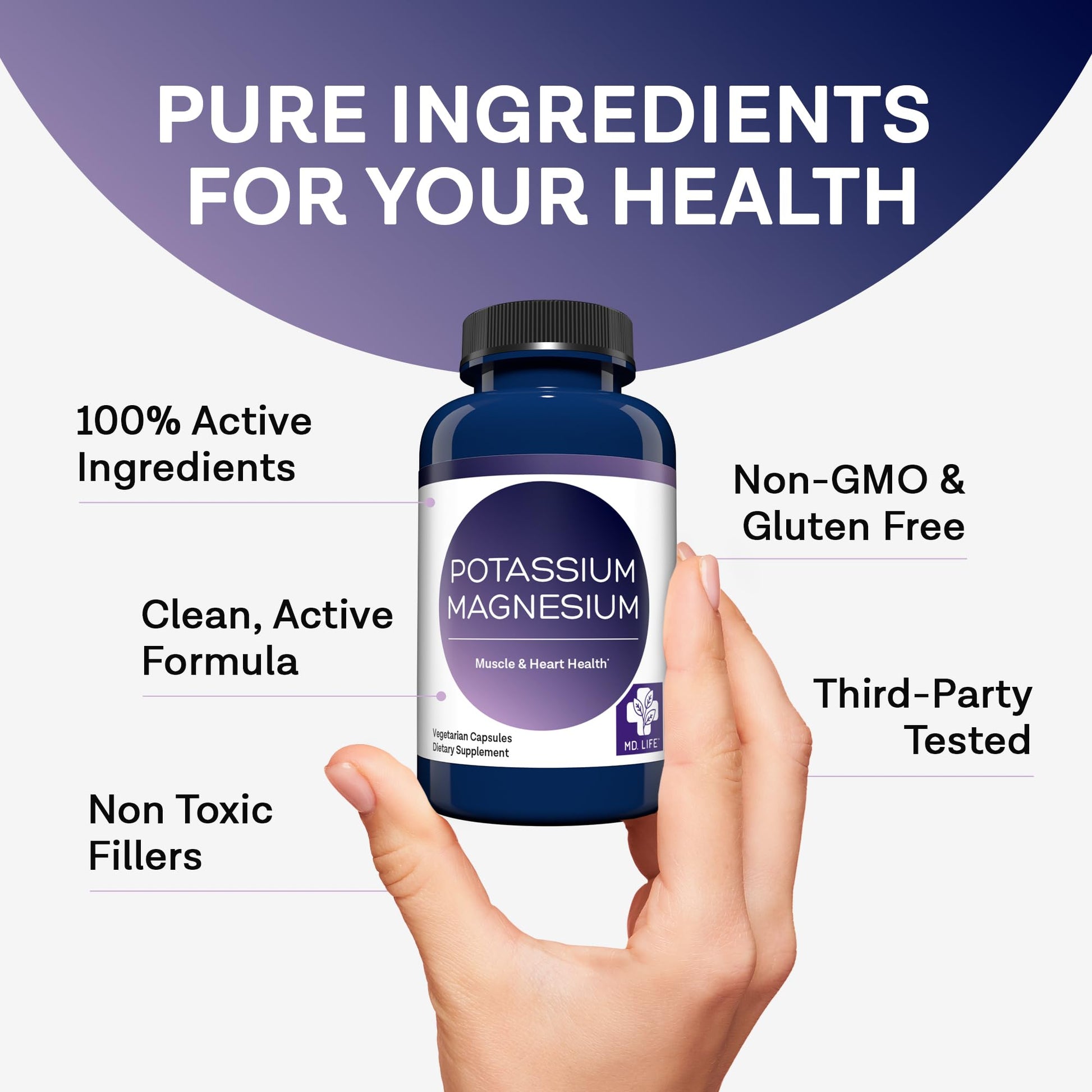 MD. Life Potassium Magnesium Supplement - 30 Capsules - High Absorption Magnesium Complex - Potassium Supplement to Support Vascular Health & Leg Cramp MD.LIFE buy supplements canada