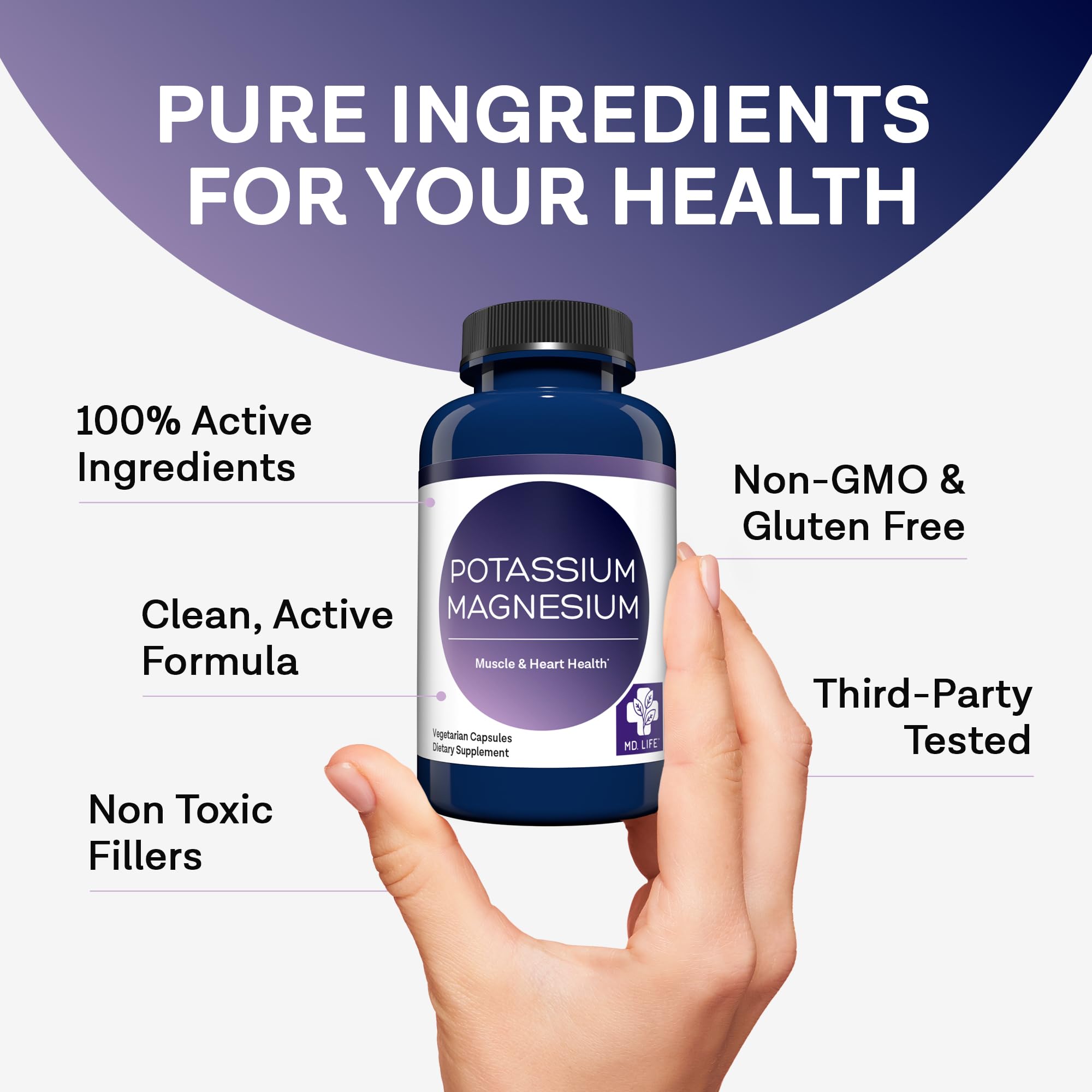 MD. Life Potassium Magnesium Supplement - 30 Capsules - High Absorption Magnesium Complex - Potassium Supplement to Support Vascular Health & Leg Cramp MD.LIFE buy supplements canada