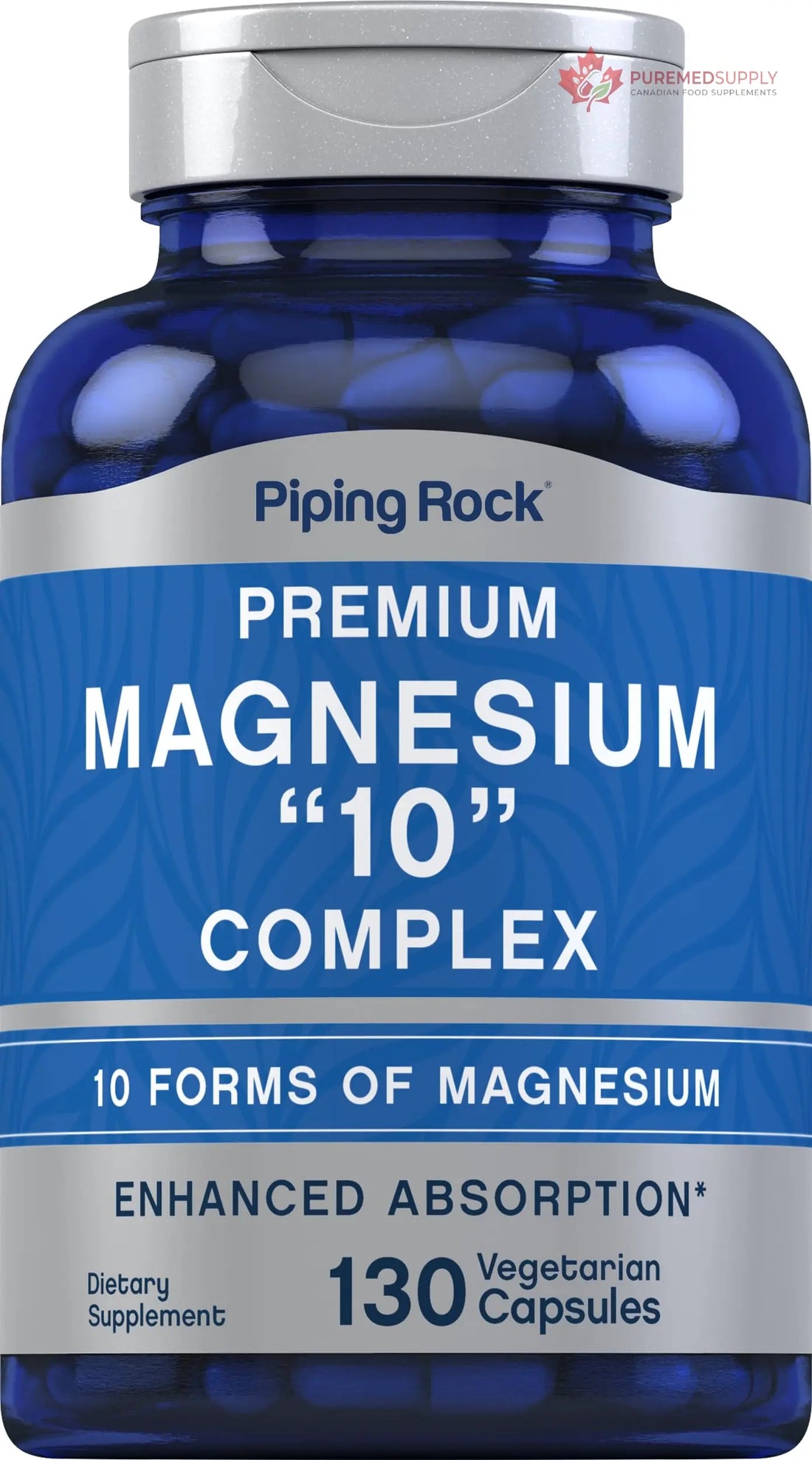 Piping Rock Magnesium 10 in One Complex | 130 Capsules | Supplement for Men and Women | Vegetarian, Non-GMO, Gluten Free Piping Rock buy supplements canada