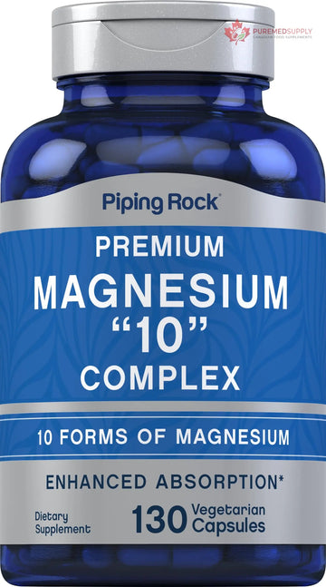 Piping Rock Magnesium 10 in One Complex | 130 Capsules | Supplement for Men and Women | Vegetarian, Non-GMO, Gluten Free Piping Rock buy supplements canada