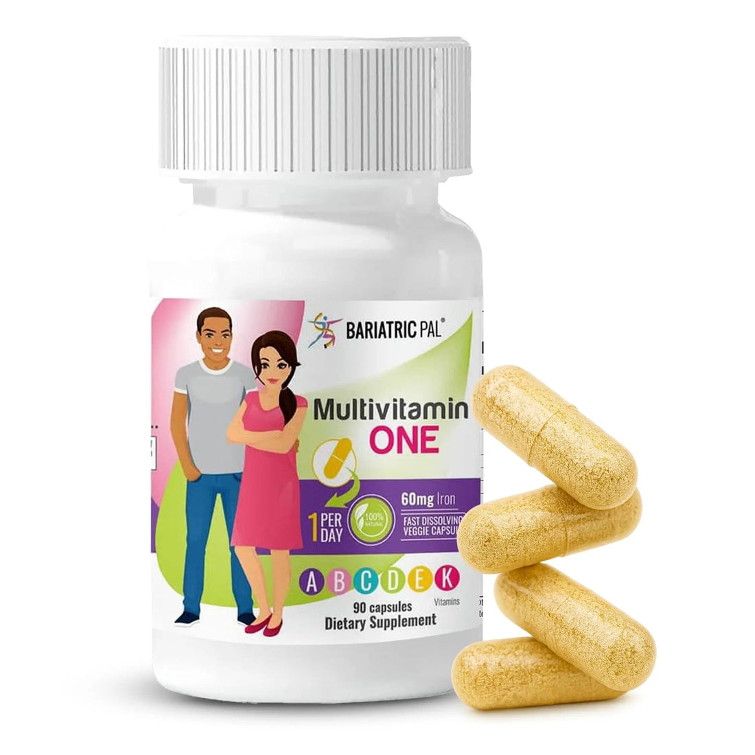 BariatricPal Multivitamin ONE 1 per Day! Bariatric Multivitamin Capsule with 60 mg of Iron | Easy to Swallow Capsule | BariatricPal buy supplements canada