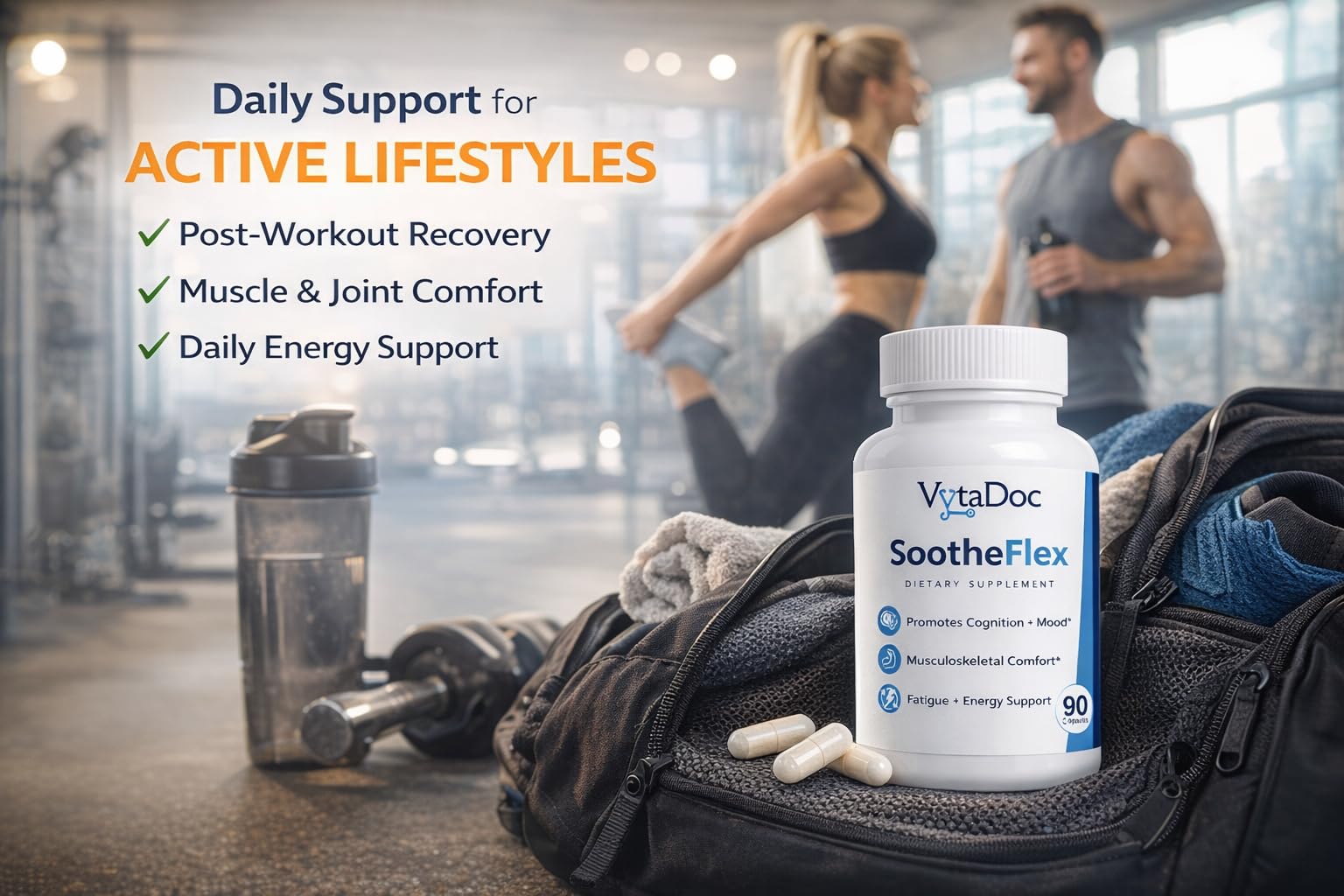 VytaDoc SootheFlex Joint, Energy & Mood Support for Women | Turmeric 900mg, Ferrochel® Iron, Magnesium Malate, Vitamin D3, Ginger, Selenium | 90 Capsules | Gentle Iron — Easy on Digestion VytaDoc buy supplements canada
