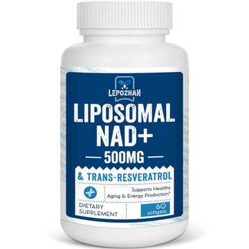 Lepoznan Liposomal NAD+ 500 mg + Trans-Resveratrol 300 mg, Superior Absorption True NAD Supplement Efficient for Cellular Energy Metabolism & DNA Repair, 60 Softgels Lepoznan buy supplements canada