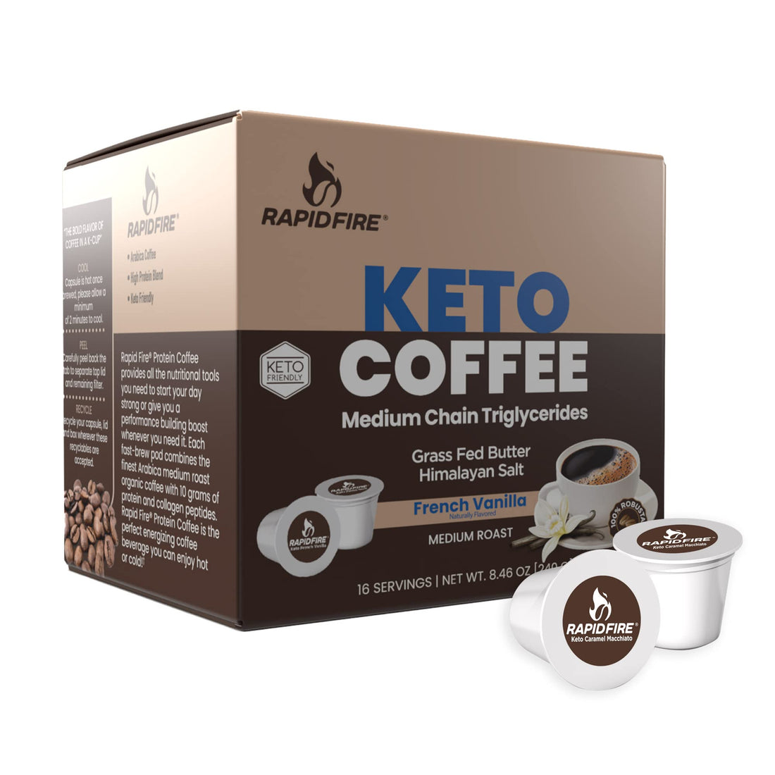 Rapidfire French Vanilla Ketogenic High Performance Keto Coffee Pods, Supports Energy Rapid Fire buy supplements canada