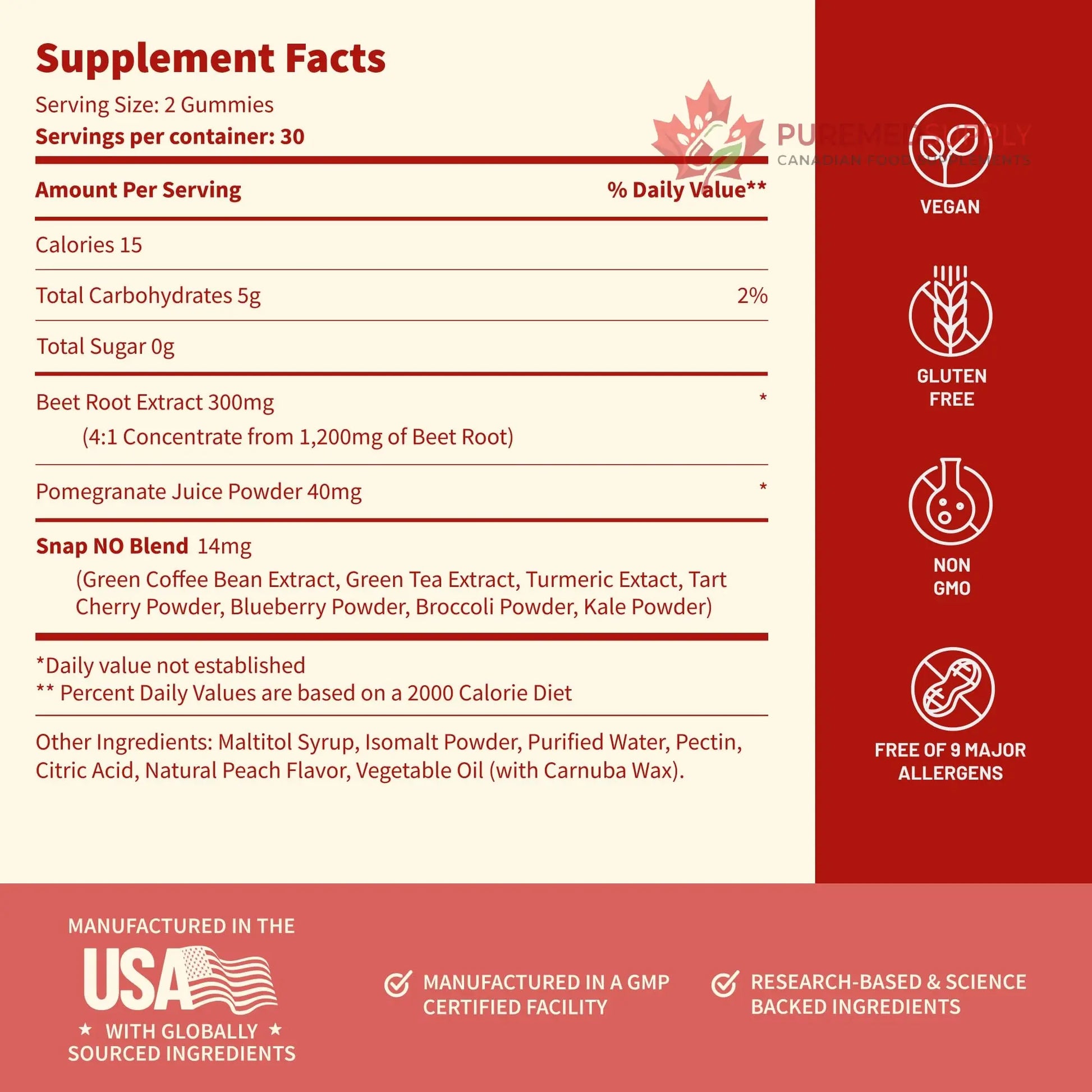 Snap Supplements Nitric Oxide Beet Root Gummies Supplement with Organic Beets - Energy & Circulation Support, 60 Sugar-Free Gummies (30 Servings, 1 Month Supply), Peach Snap Supplements buy supplements canada
