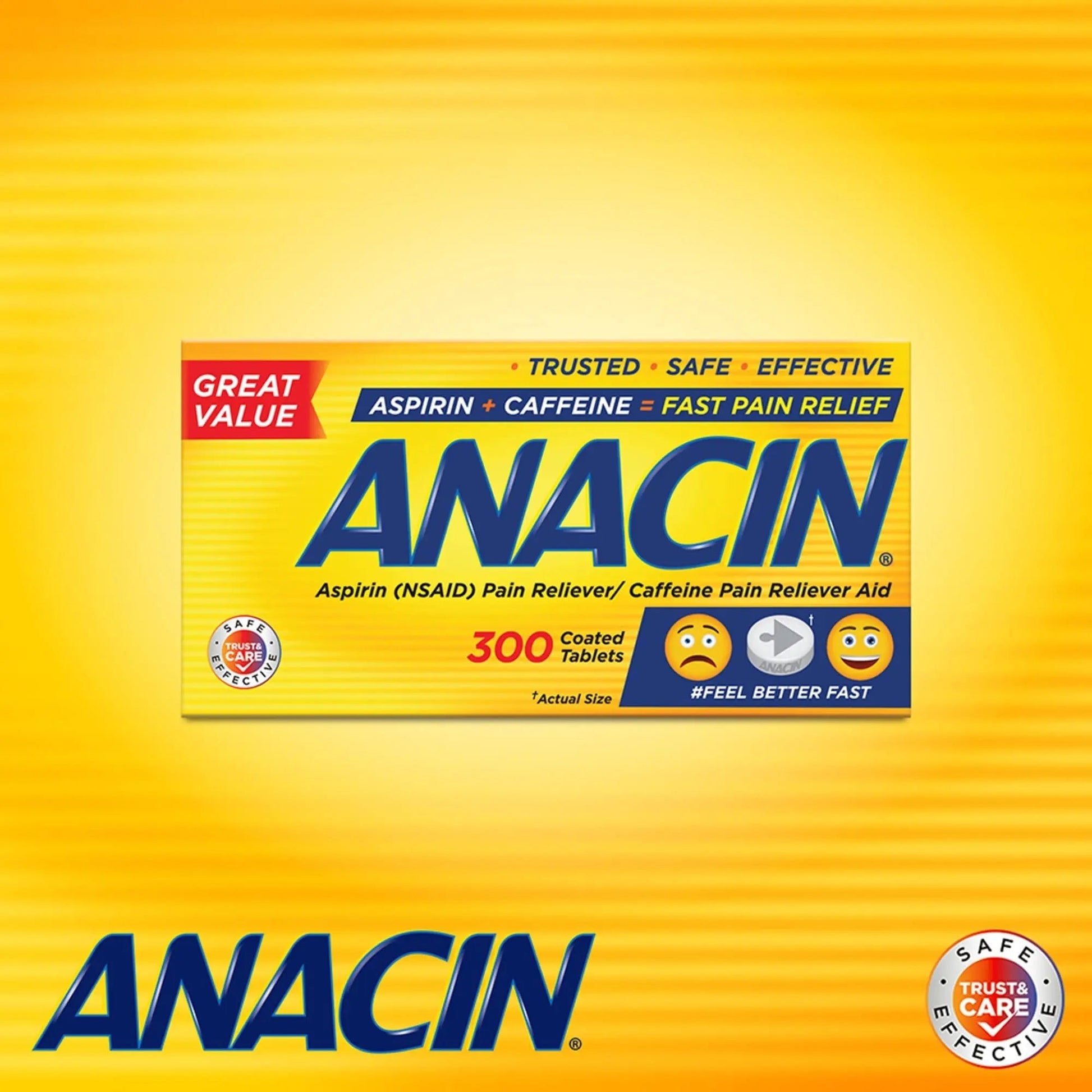Anacin Aspirin & Caffeine Fast Pain Relief, Eases Minor Aches and Pains Due to Headache, Muscle Aches & Arthritis, 300 Count ANACIN buy supplements canada