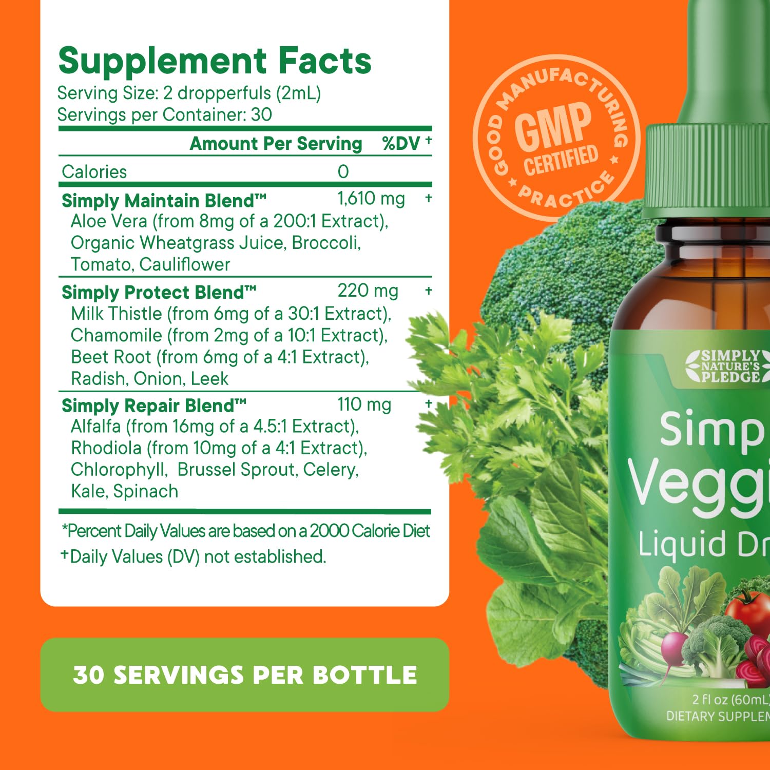 Simply Nature's Pledge - Fruit and Vegetable Supplements - Liquid Drops - Made with Whole Food Superfoods, Packed Vitamins & Minerals - Soy Free - Made in The USA Simply Nature's Pledge buy supplements canada