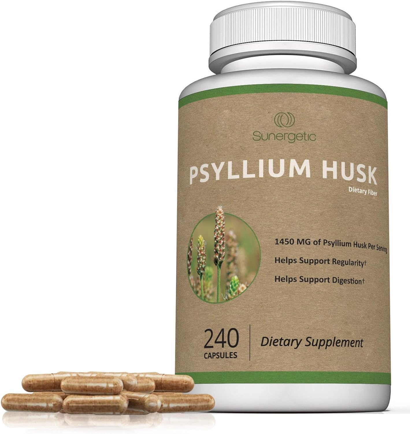 Premium Psyllium Husk Fiber Supplement 1450mg, 240 Capsules Sunergetic buy supplements canada