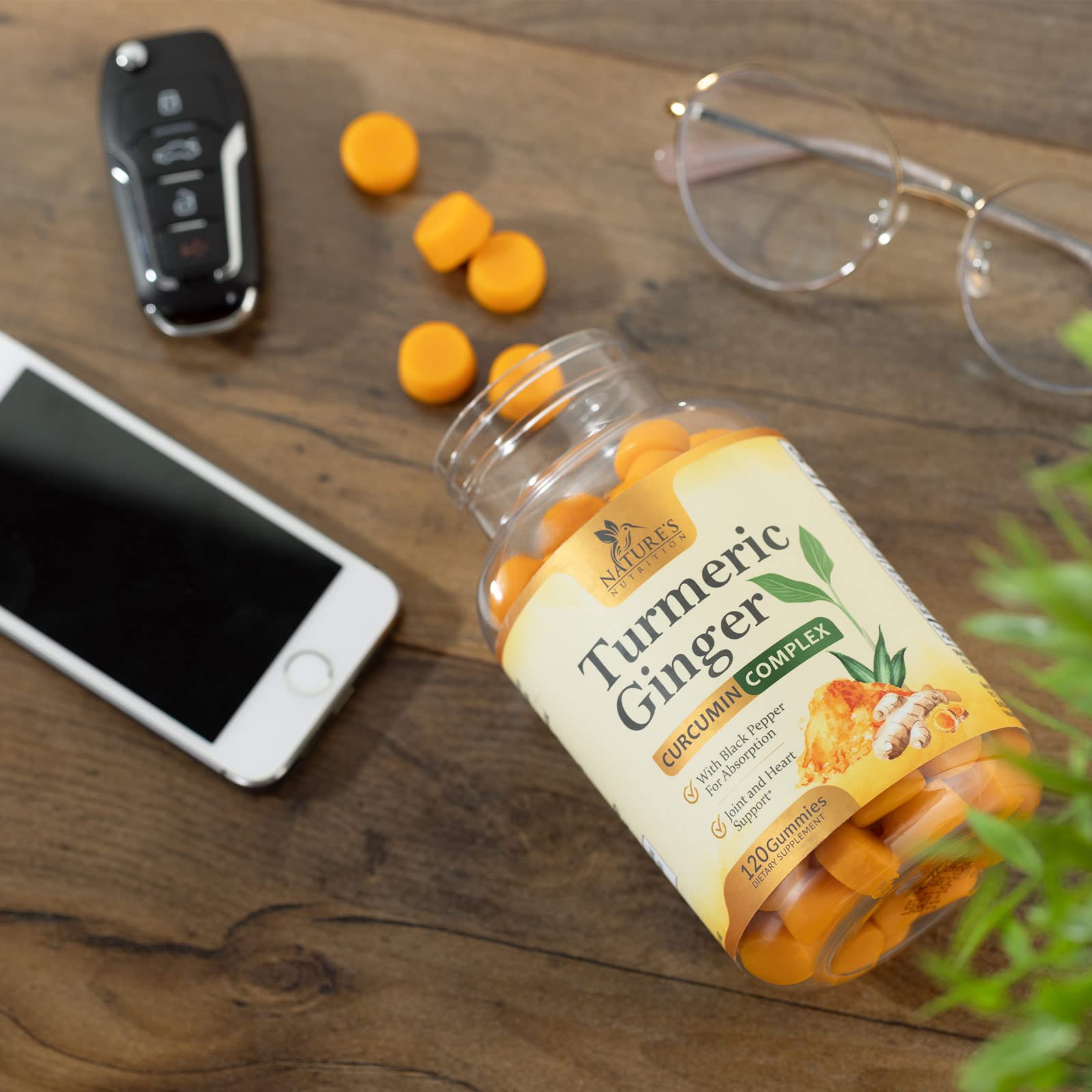Turmeric Ginger Gummies - Vegan Turmeric Curcumin Gummy with 95% Curcuminoids Nature's Nutrition buy supplements canada