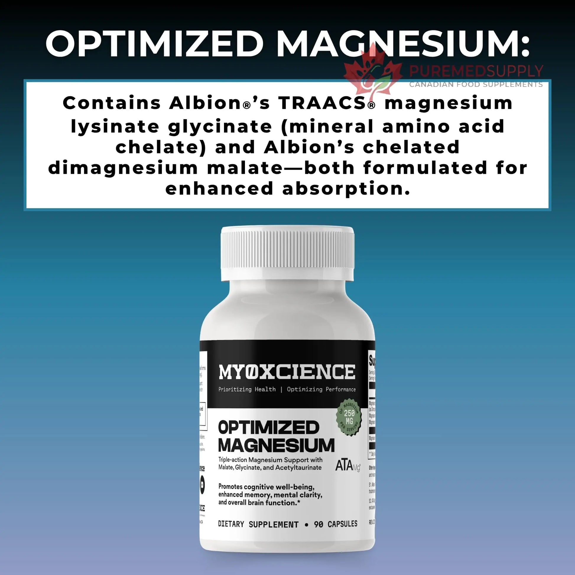 MYOXCIENCE Optimized Magnesium Glycinate + Magnesium Taurate (as ATAmag®) for High Brain Bioavailability to Support Stress Relief and Sleep | 30 Servings MYOXCIENCE buy supplements canada