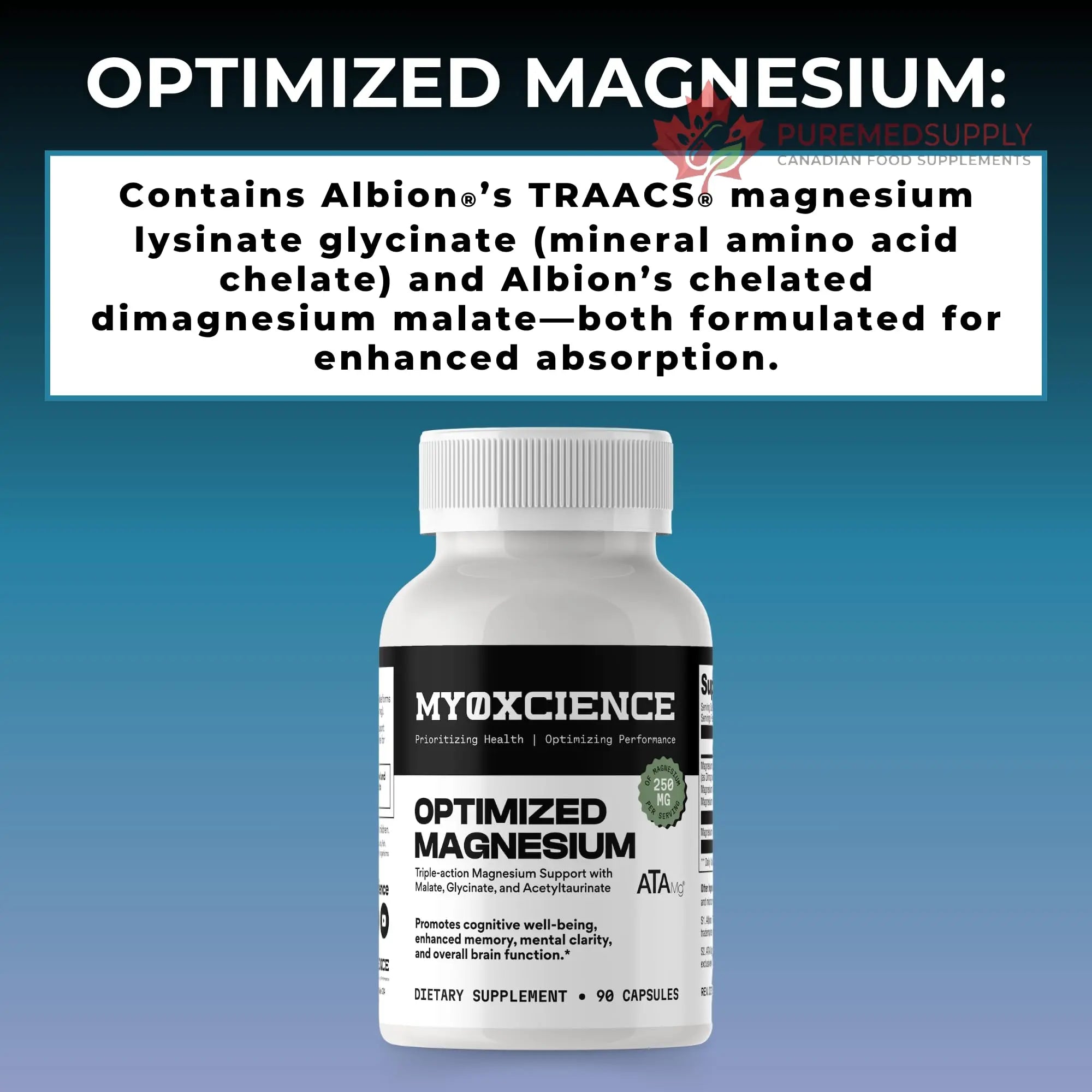 MYOXCIENCE Optimized Magnesium Glycinate + Magnesium Taurate (as ATAmag®) for High Brain Bioavailability to Support Stress Relief and Sleep | 30 Servings MYOXCIENCE buy supplements canada