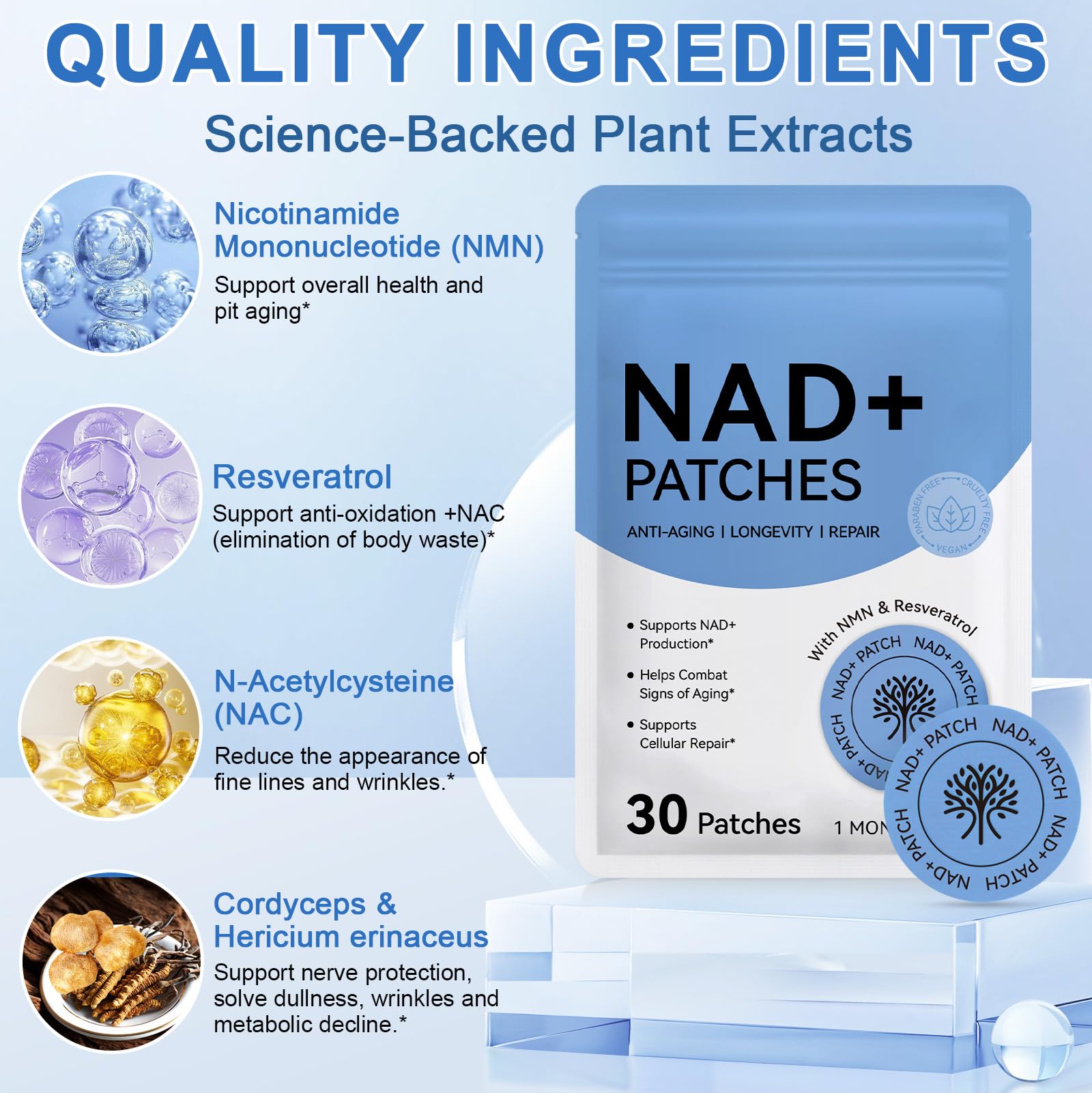 NAD Patches for Women & Men,One-Stop Solution for Skin and Wellness Support | NMNH, Resveratrol, Hyaluronic Acid, Vitamin C, & Coq10 l Premium 8-Hour Time-Release Patch for Enhanced Absorption MAYPJHEH buy supplements canada