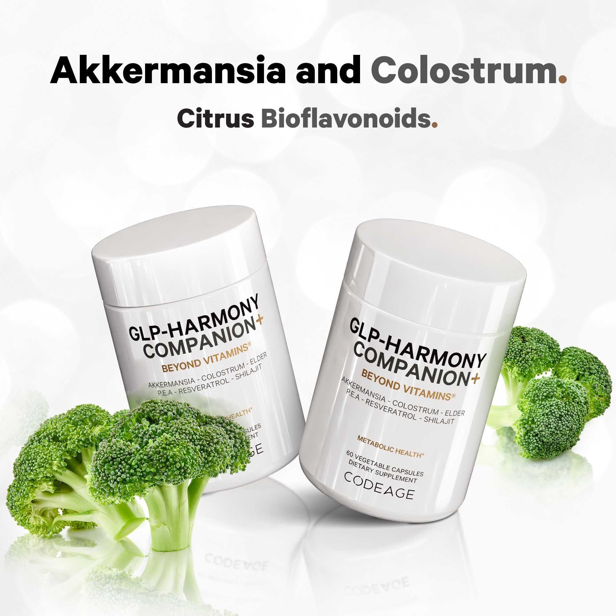 Codeage GLP-Harmony Companion+ Supplement - GLP-1 Agonist Support - Lion's Mane, Pea, Colostrum, Shilajit, Akkermansia, Elder, Citrus Bioflavonoids, Broccoli, Resveratrol - Non-GMO - 60 Capsules Codeage buy supplements canada