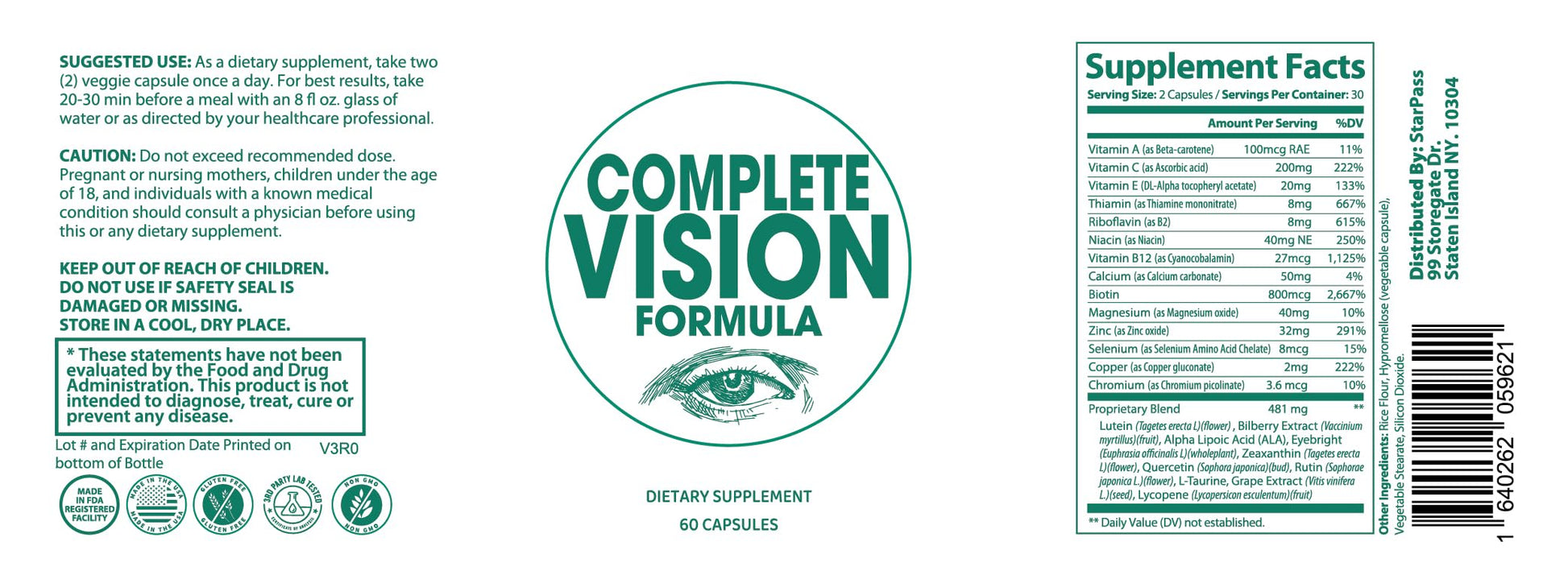 Pure Eye Health Vitamin & Mineral Supplements for Adults | #1 Complete Research Vision Formula w/Bilberry, Lutein, Zeaxanthin, Lycopene, Resveratrol | Supports Eye Strain, Dry Eyes 60 Capsules StarPass Labs buy supplements canada
