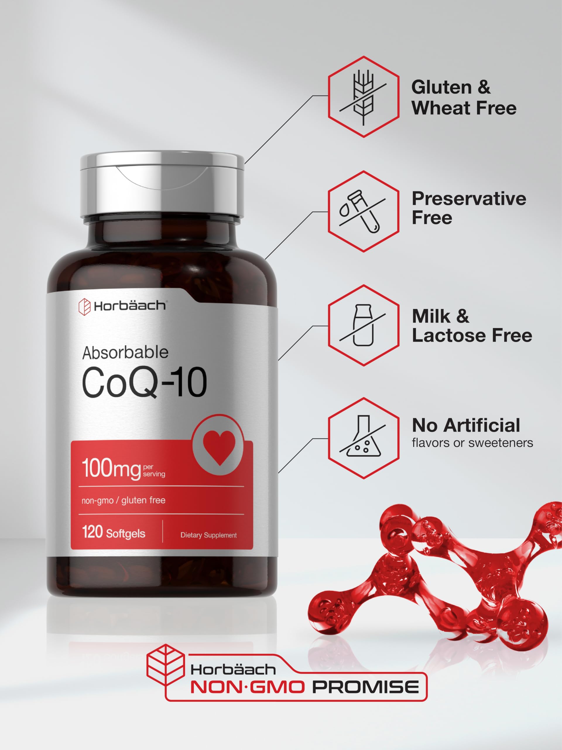 Horbäach CoQ10 100mg Softgels | 120 Count | Non-GMO and Gluten Free Supplement Horbäach buy supplements canada