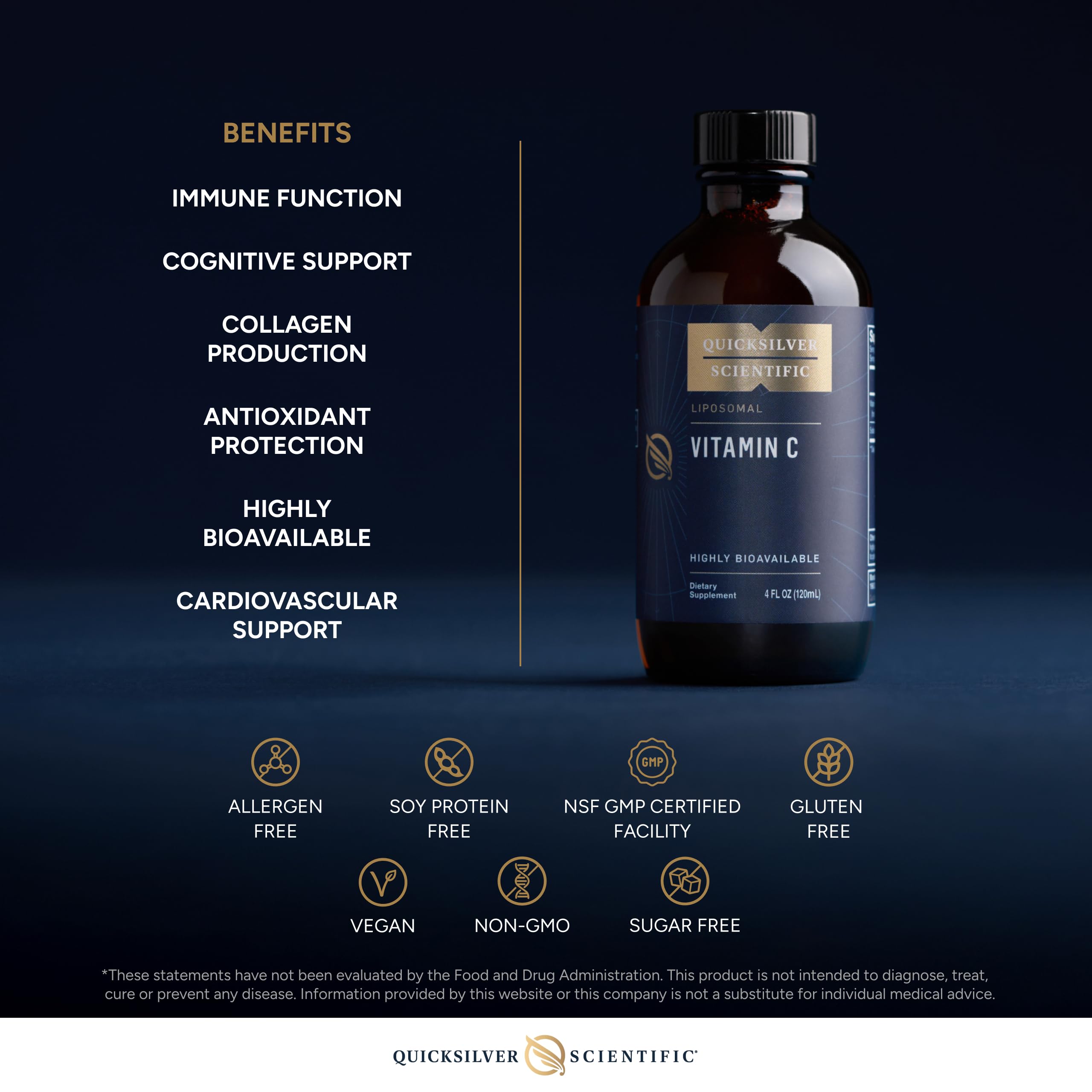 Quicksilver Scientific Liposomal Vitamin C - 1000mg Buffered Liquid Vitamin C Supplement - Immune + Antioxidant Support - Liposomes for Superior Absorption - Vegan + Non-GMO (4oz / 120ml) Quicksilver Scientific buy supplements canada