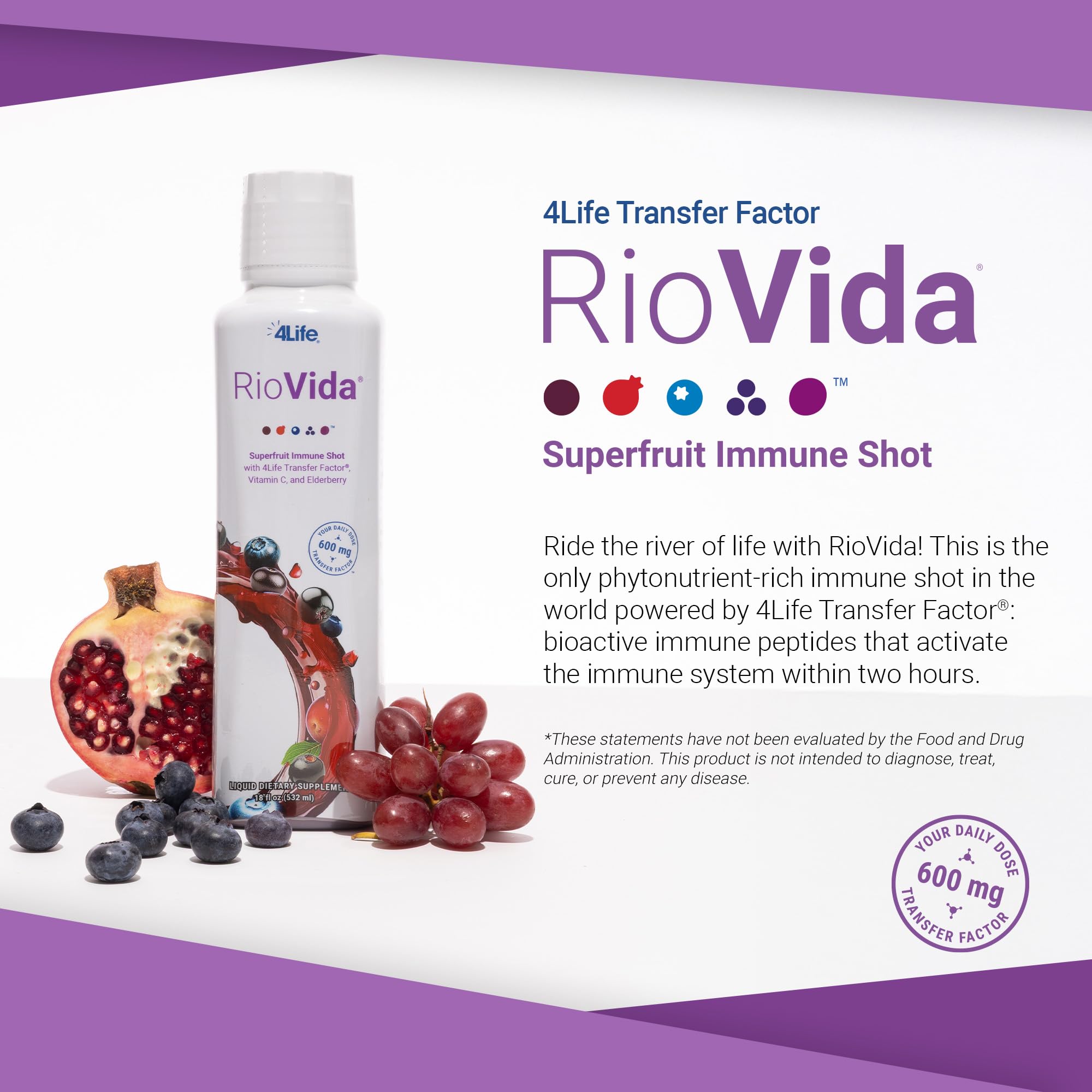 4Life Transfer Factor RioVida Tri-Factor Formula - Liquid Immune and Health Support with Vitamin C, Elderberry, Aronia Berry, Macqui, Blueberry, and Acai - Single Pack 4Life buy supplements canada