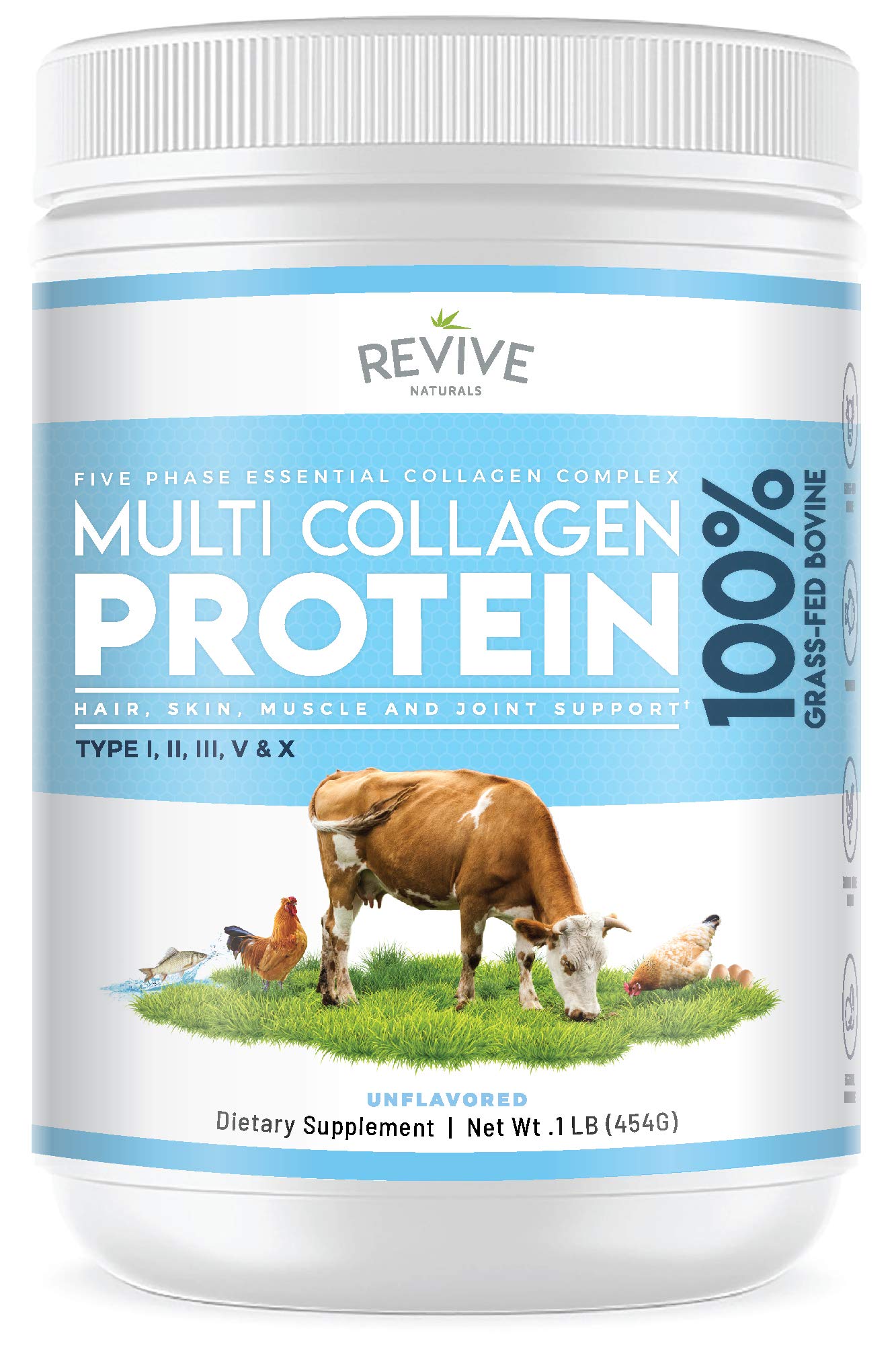 Revive Naturals Multi Collagen Hydrolyzed Protein Powder (16oz) - Types I, II, III, V & X Revive Naturals buy supplements canada