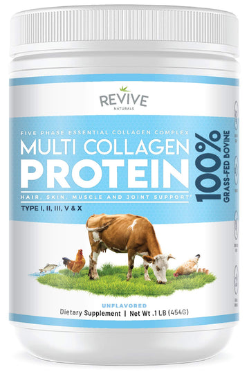 Revive Naturals Multi Collagen Hydrolyzed Protein Powder (16oz) - Types I, II, III, V & X Revive Naturals buy supplements canada