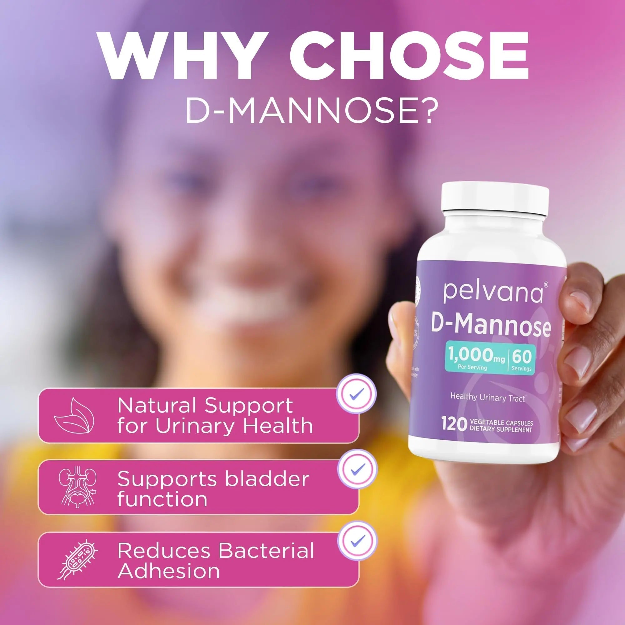 Pelvana D-Mannose 120 Capsules (500mg Each) – 1000mg per Serving – Assists & Maintains Healthy Urinary Tract, Flushes Impurities, Pure Ingredients, Gluten-Free – Third-Party Lab Tested, Made in USA Pelvana buy supplements canada