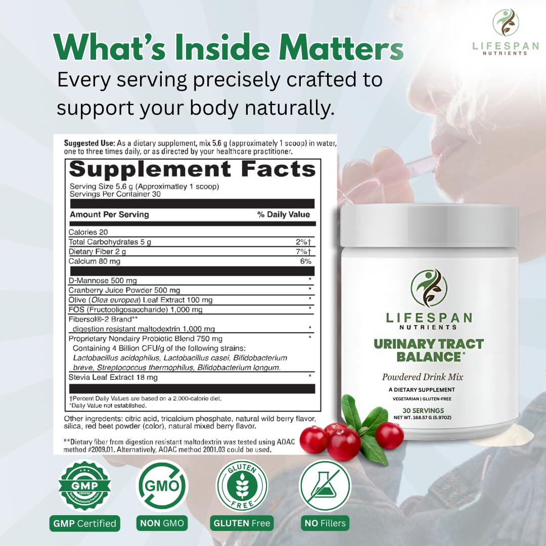 LifeSpan Nutrients D Mannose with Cranberry and Probiotics Powder Supports Urinary Tract and Bladder Health Easy Mix Drink Vegan Gluten Free 30 Servings LifeSpan Nutrients buy supplements canada