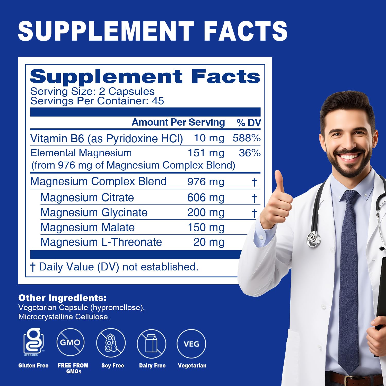 Magnesium Complex Capsule 5 in 1 Magnesium Supplement from Magnesium Glycinate, Citrate, Malate, L-Threonate & Vitamin B6, High Absorption Magnesium Supplement, Non-GMO, Vegan Sound Health Plus buy supplements canada