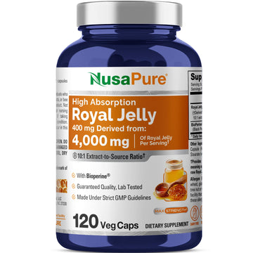 NusaPure Royal Jelly 10:1 Extract, 400 mg Equivalent to 4000mg - 120 Veggie Capsules (Non-GMO, Dairy Free, Dietary Supplement) NusaPure buy supplements canada