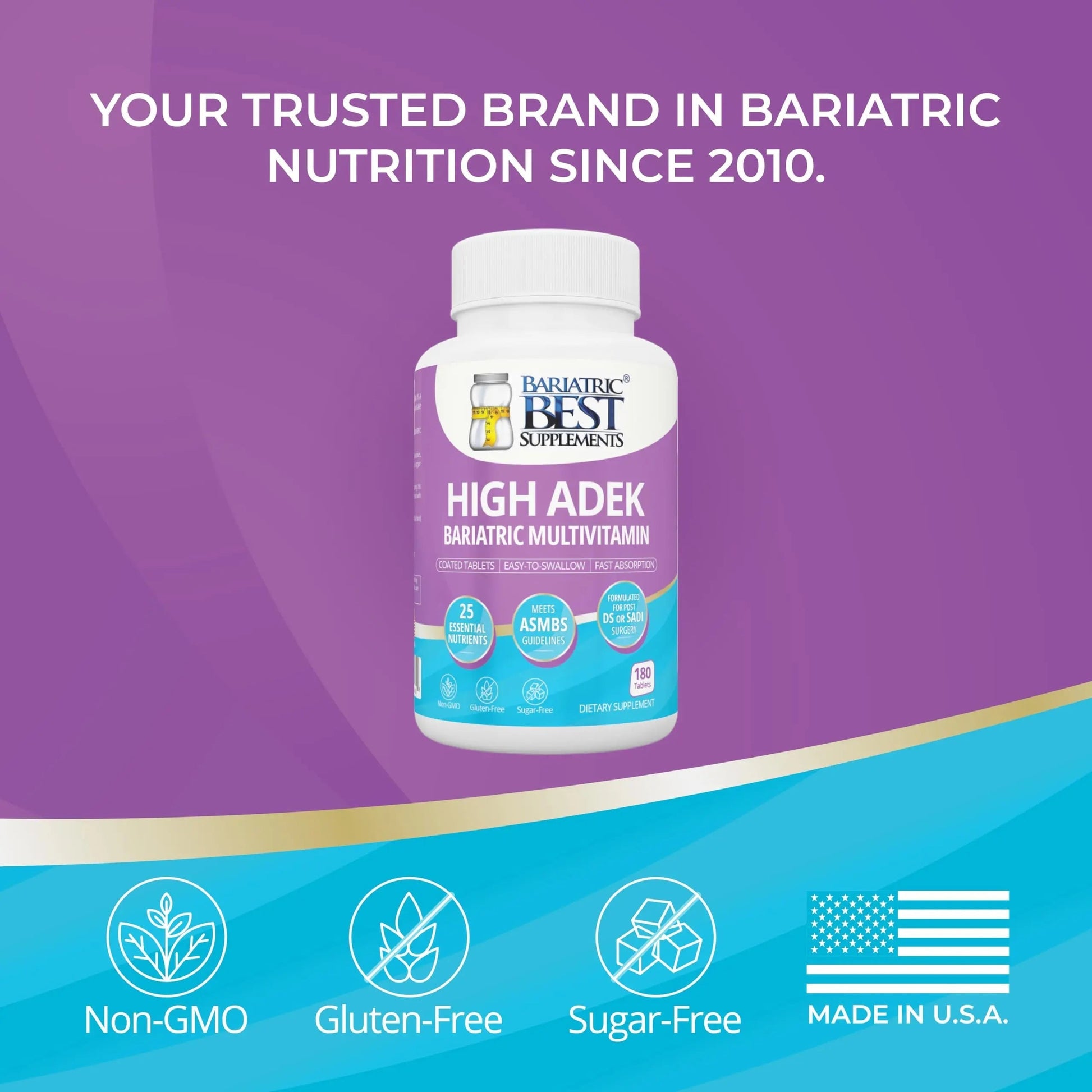 High A D E K Bariatric Multivitamin for Post DS/SADI Surgery, 25 Essential Nutrients for Post-Weight Loss Surgery, 180 Tablets Bariatric Best Supplements buy supplements canada