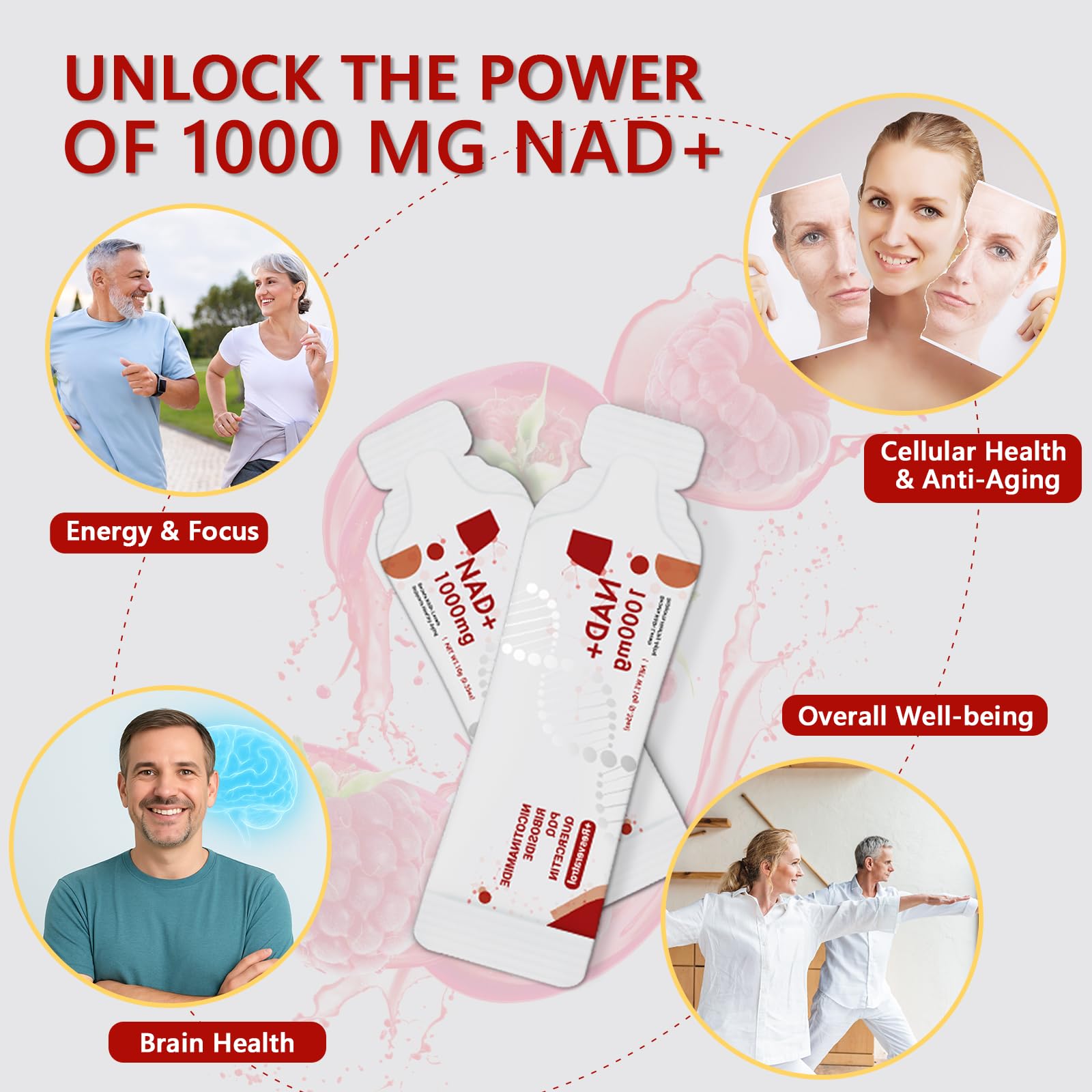 Buporai NAD Supplement 1000 mg Liquid Packets - NAD Supplements for Women & Men with Nicotinamide Riboside, Resveratrol, PQQ, Quercetin - NMNH Supplement Alternative for Anti-Aging, Energy-30 Packets Buporai buy supplements canada