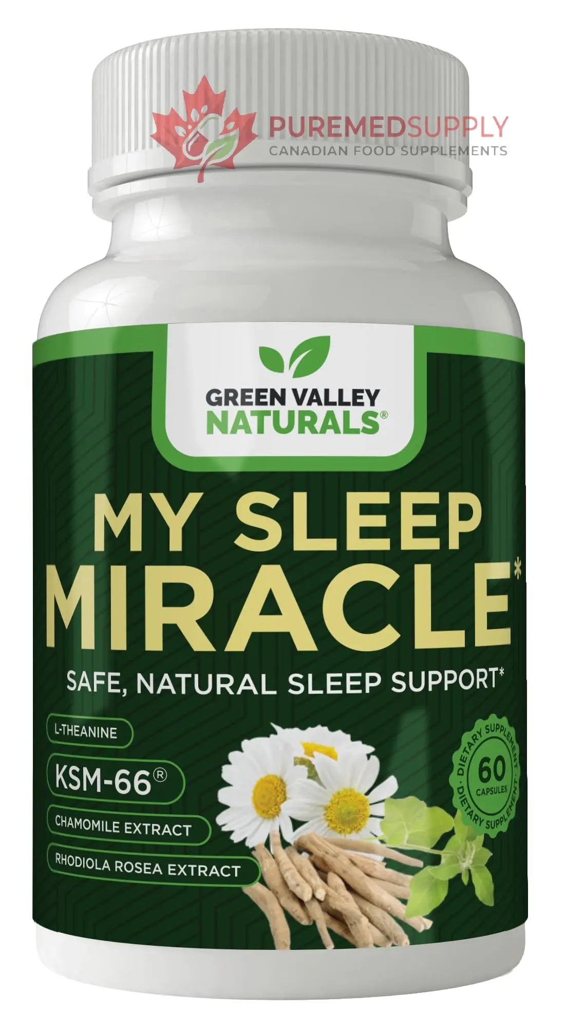 GREEN VALLEY NATURALS My Sleep Miracle Vegan Sleep Support Supplement | Melatonin-Free Formula | Ashwagandha, Chamomile & L-Theanine | Promotes Calm, Relaxation & Restful Sleep | 60 Capsules GREEN VALLEY NATURALS buy supplements canada