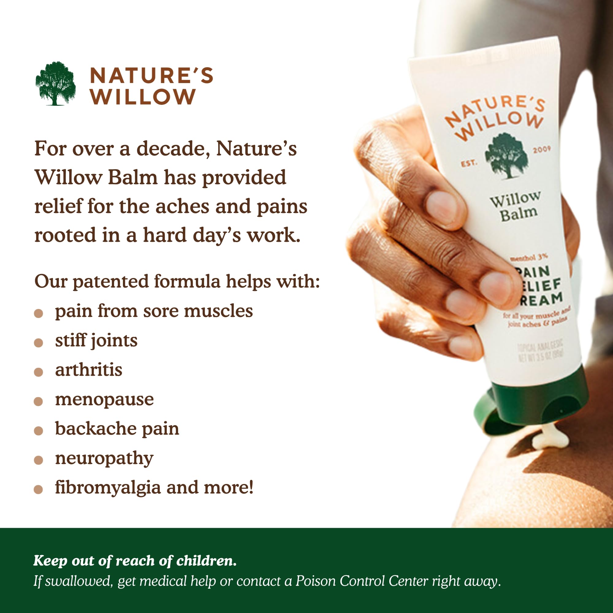 Nature's Willow Willow Balm Natural Pain Relief Cream for Muscles & Joints | Fast-Acting with Willow Bark & Menthol | Free from Artificial Fragrances & Dyes | 6-Pack | 3.5 fl oz Nature's Willow buy supplements canada