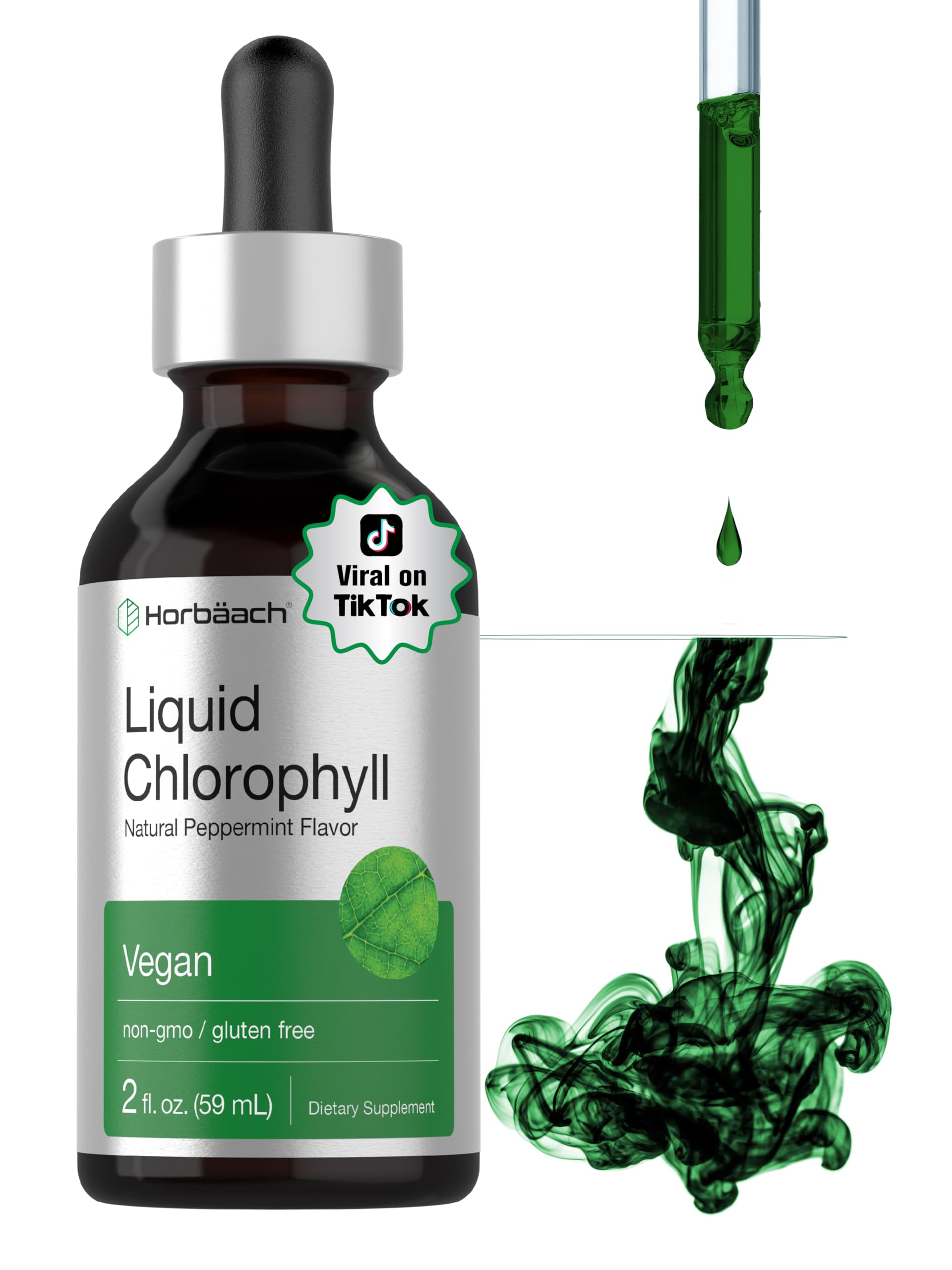 Horbäach Liquid Chlorophyll Drops | 2 oz | Vegan, Non-GMO, and Gluten Free Formula | Natural Peppermint Flavor Horbäach buy supplements canada
