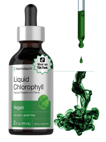 Horbäach Liquid Chlorophyll Drops | 2 oz | Vegan, Non-GMO, and Gluten Free Formula | Natural Peppermint Flavor Horbäach buy supplements canada