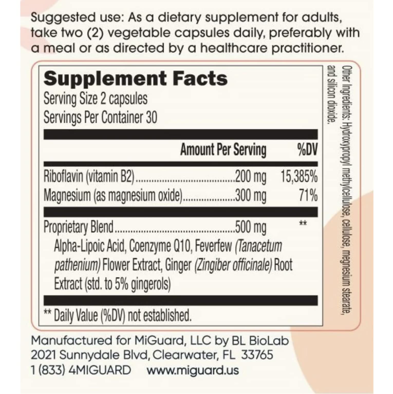 Headache and Migraine Relief Supplements - Drug Free Migraine Prevention Supplement - Natural Supplements for Migraine Headaches - Helps Reduce Frequency & Severity (60 Capsules) MIGUARD buy supplements canada