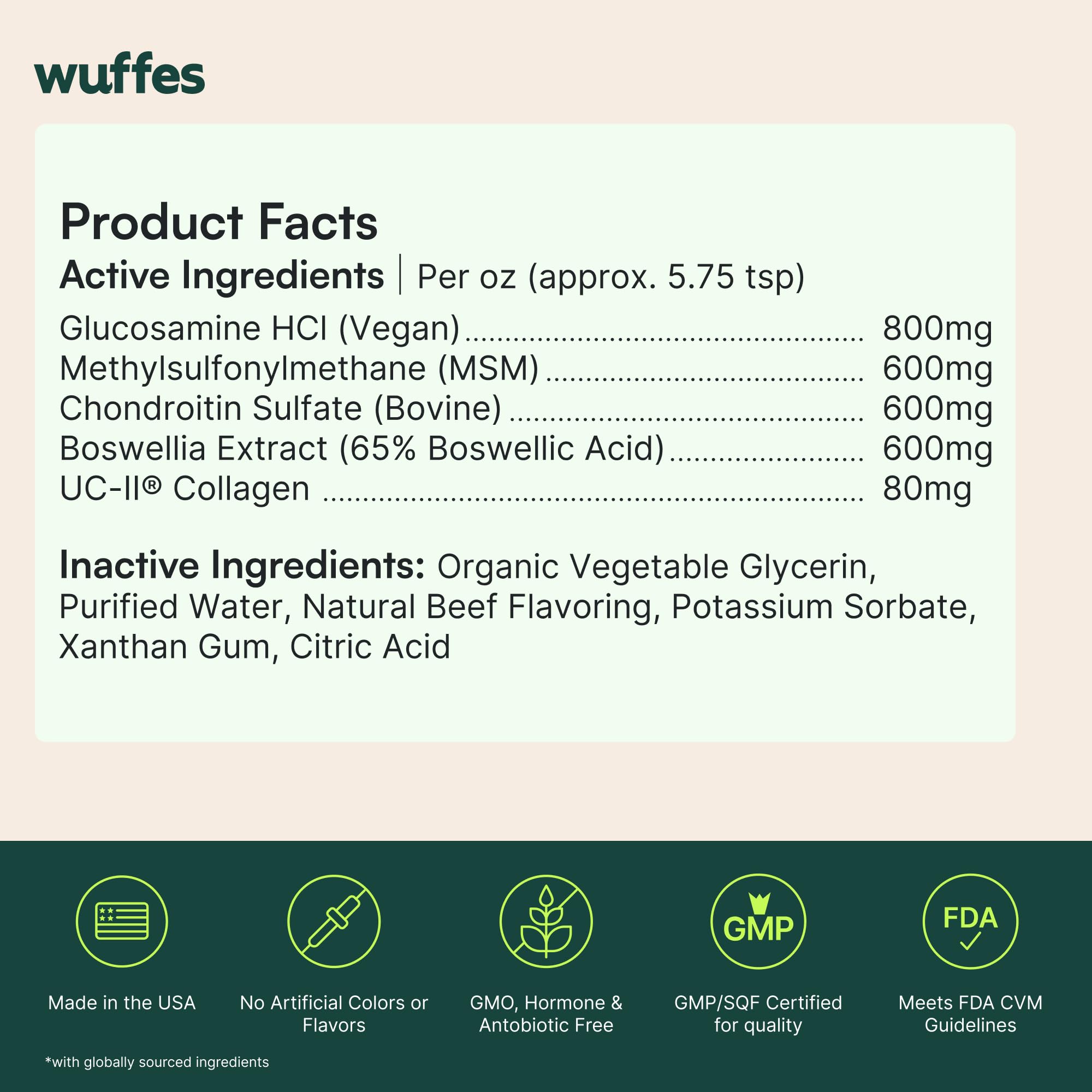 Wuffes Advanced Joint Liquid for Dogs, Hip & Joint Support Supplement with Glucosamine, Chondroitin, UC-II® Collagen, and MSM, for Small & Large Breeds, 16 Oz Wuffes buy supplements canada