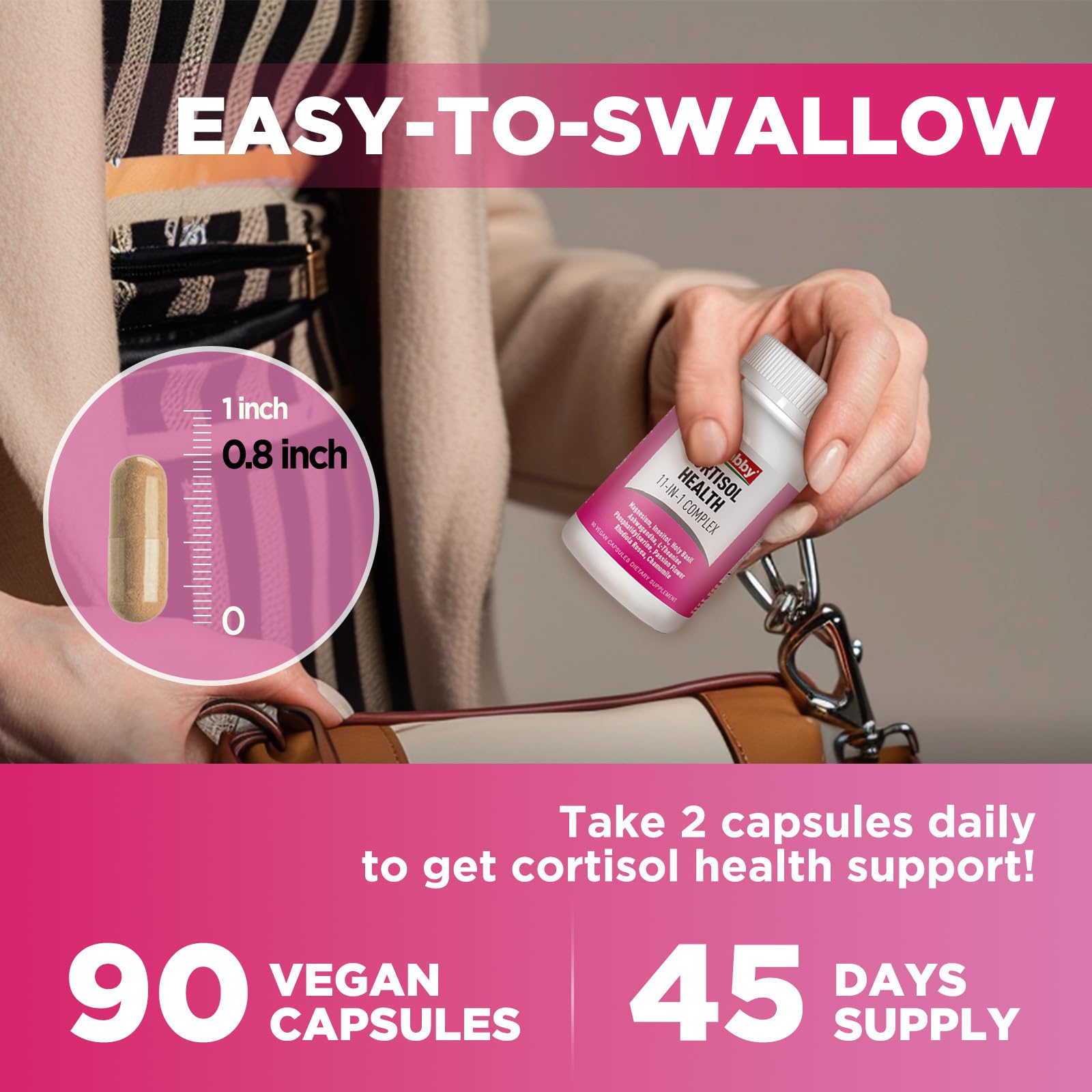 GREABBY Cortisol Supplements for Women, 11-in-1 Formula with Ashwagandha, L-Theanine, Phosphatidylserine and More, Lower Cortisol Health Support, 90 Vegan Capsules GREABBY buy supplements canada