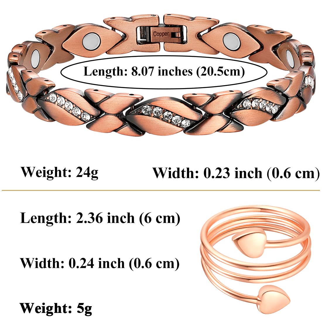 Vicmag Copper Bracelet for Women 99.9% Solid Pure Copper Valentine's Day Gift for Her with Adjustment Tool Vicmag buy supplements canada