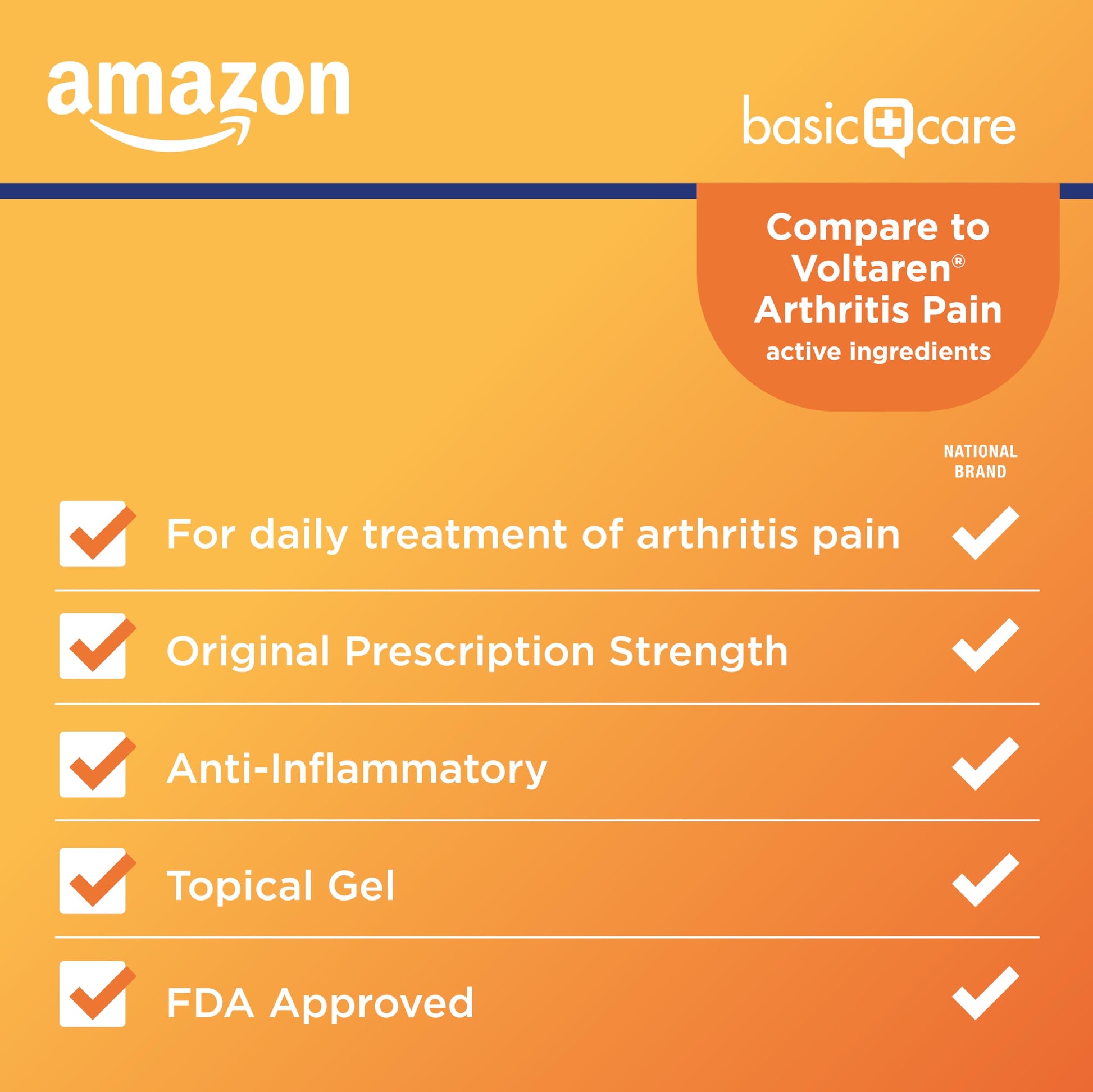 Amazon Basic Care Diclofenac Sodium Topical Gel, 1% (NSAID), Arthritis Pain Reliever for Hand, Wrist, Elbow, Foot, Ankle and Knee Pain Relief, 5.29 oz (150 grams) (Packaging may vary) Amazon Basic Care buy supplements canada