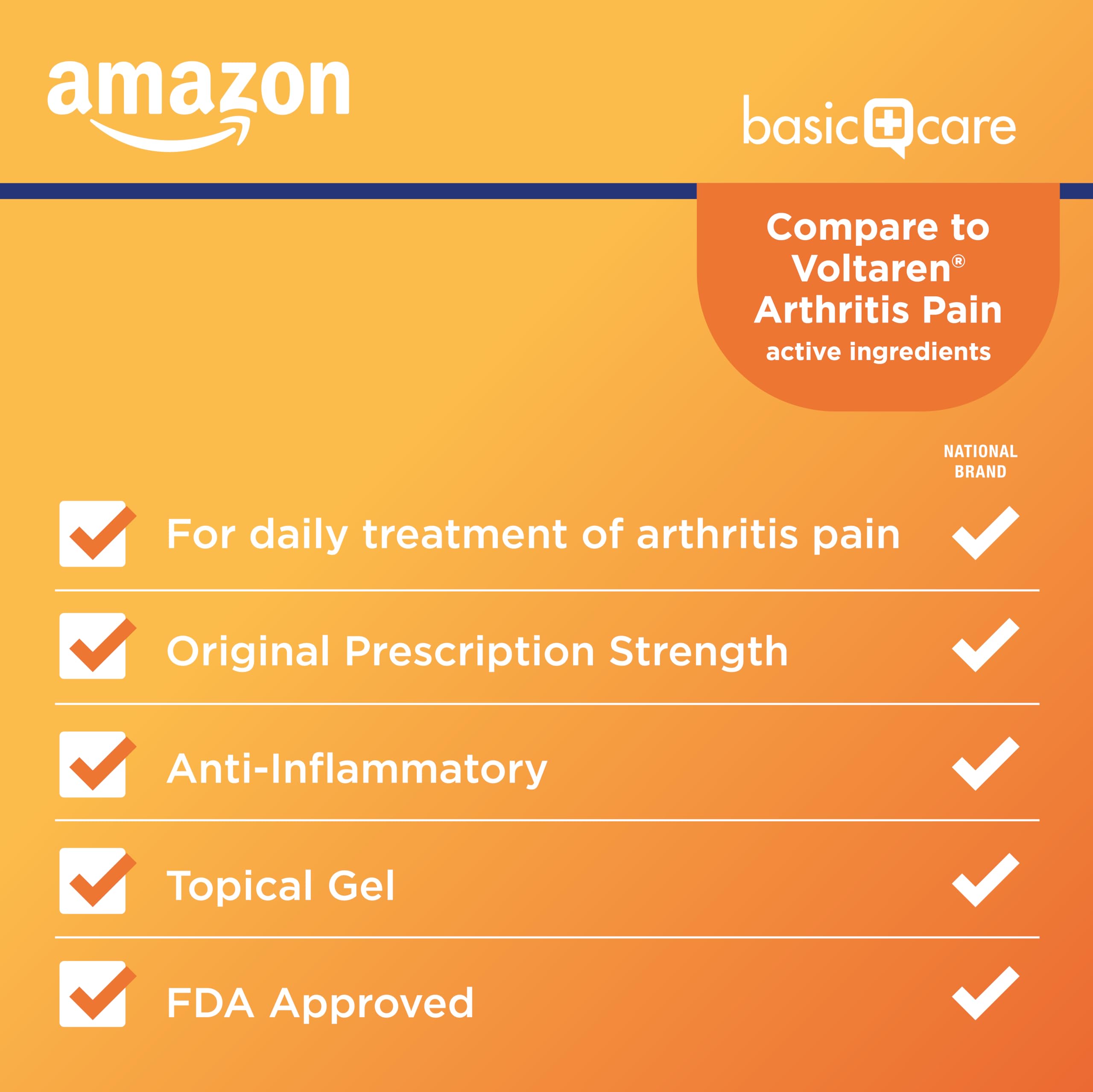 Amazon Basic Care Diclofenac Sodium Topical Gel, 1% (NSAID), Arthritis Pain Reliever for Hand, Wrist, Elbow, Foot, Ankle and Knee Pain Relief, 5.29 oz (150 grams) (Packaging may vary) Amazon Basic Care buy supplements canada