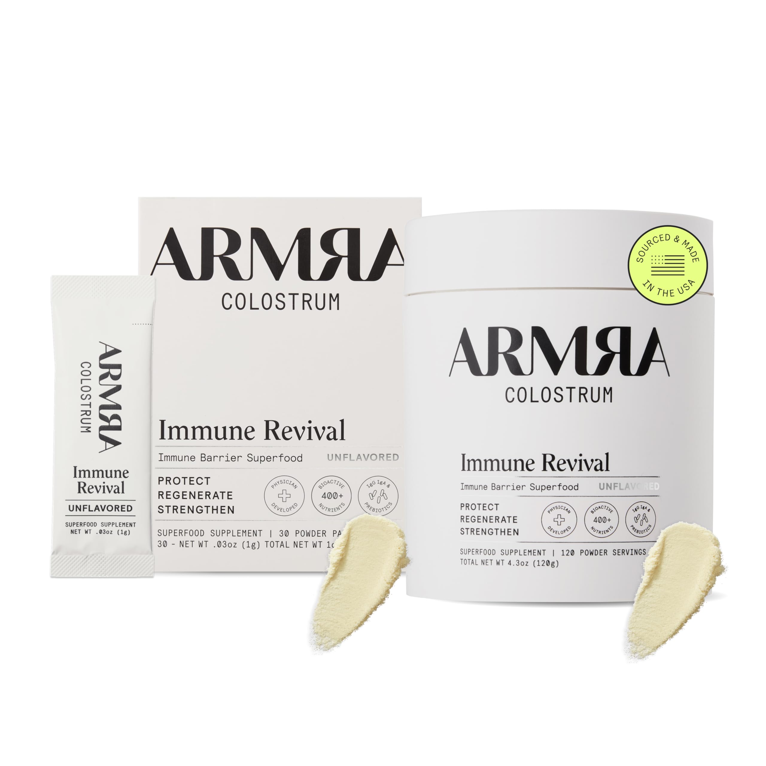 ARMRA Colostrum™ Premium Powder, Grass Fed, Gut Health Bloating Immunity Skin & Hair, Contains 400+ Bioactive Nutrients, Keto, Gluten & Fat Free (Unflavored Bundle | 150 Servings) ARMRA buy supplements canada